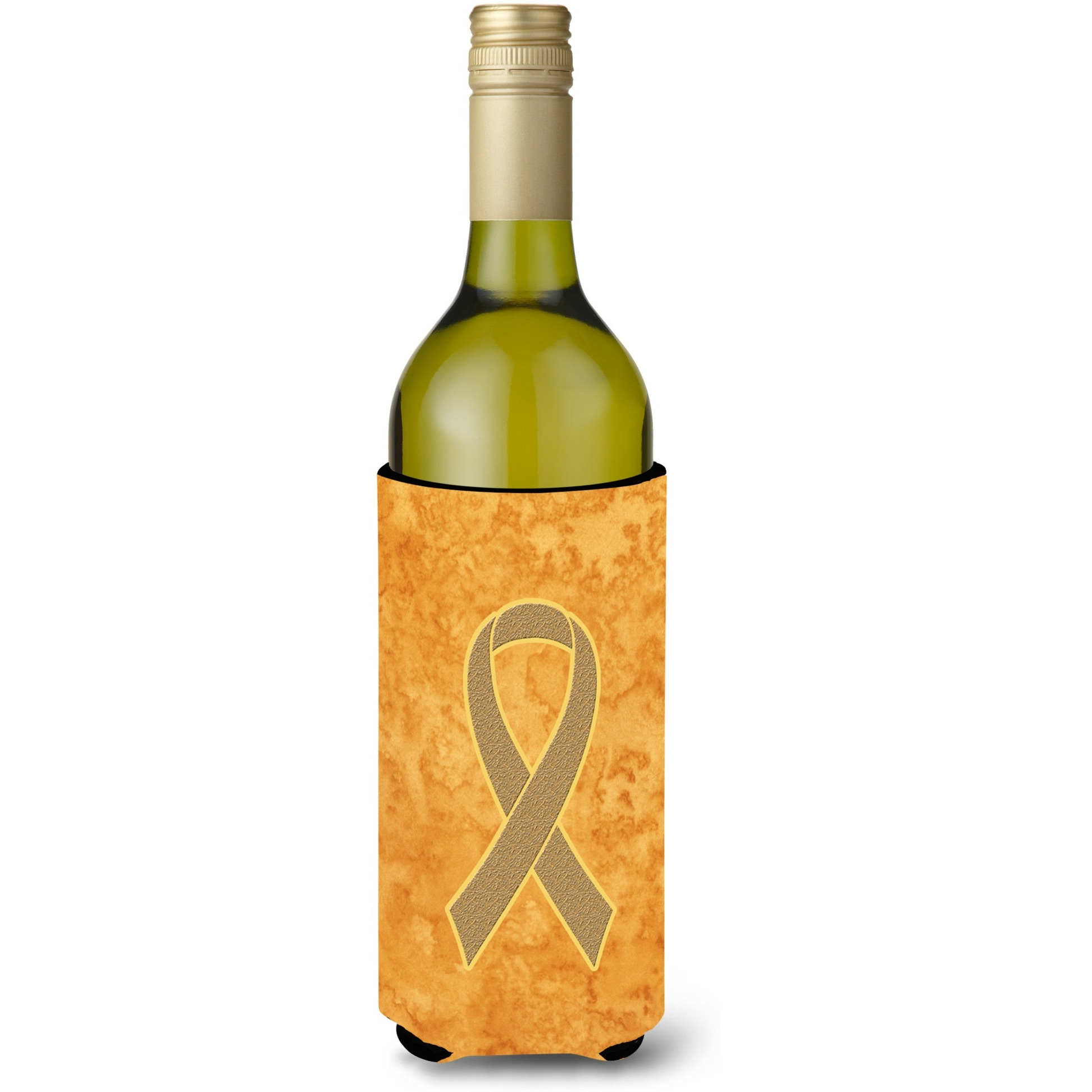 Peach Ribbon for Uterine Cancer Awareness Wine Bottle Beverage Insulator Hugger AN1219LITERK