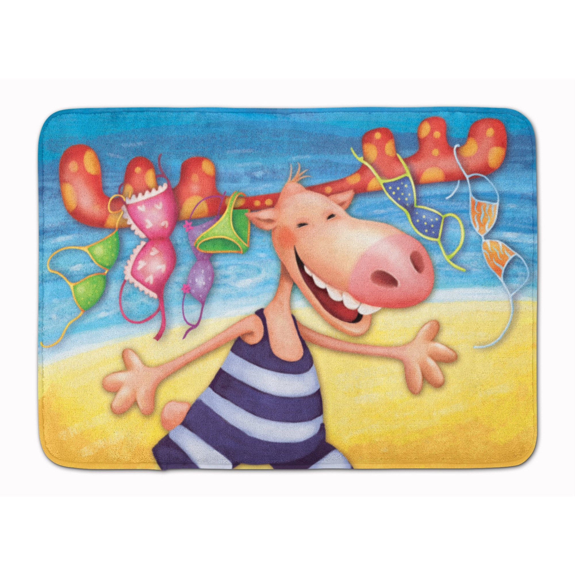 &quotCaroline's Treasures Moose on the Beach Floor Mat, 19"" x 27"", Multicolor"