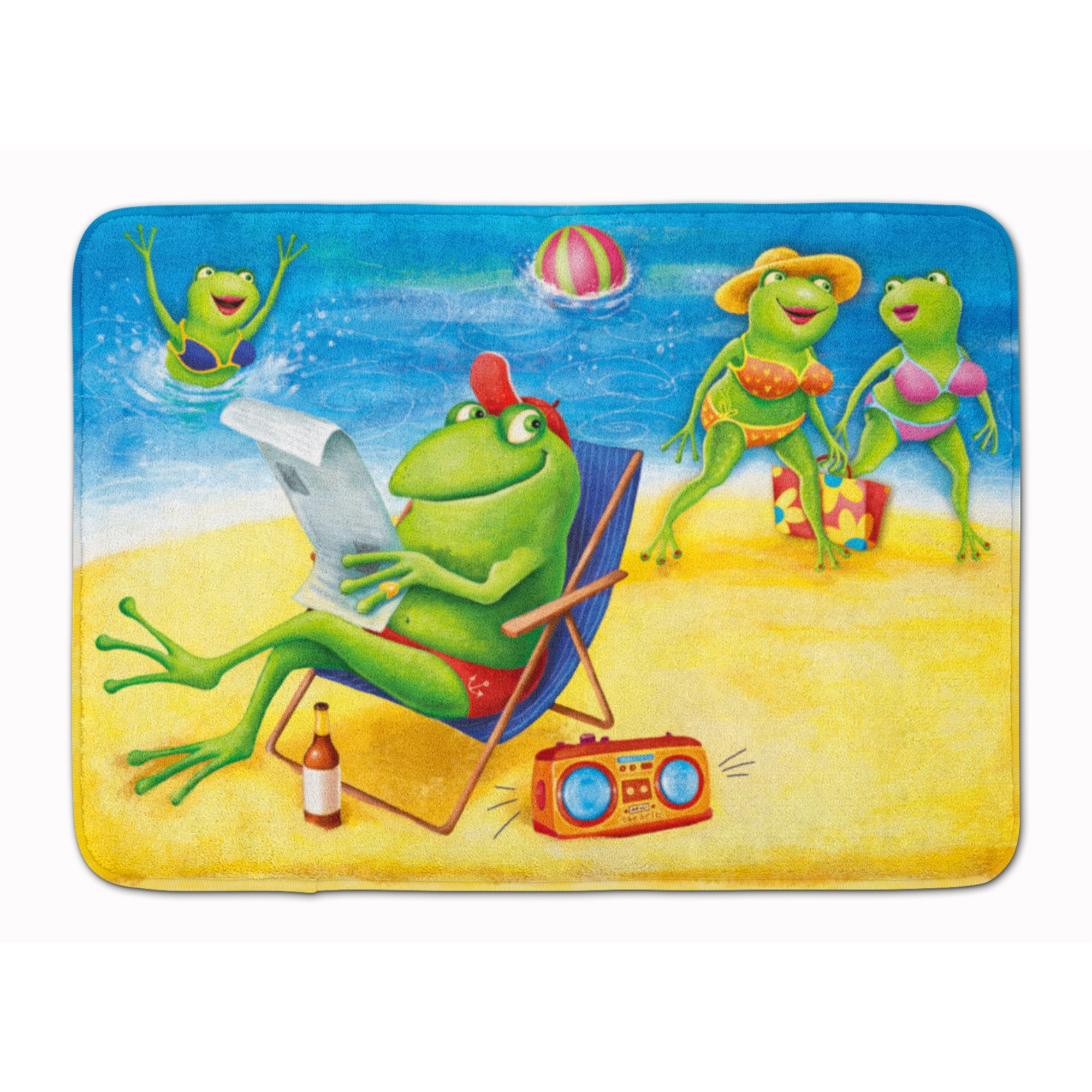 &quotCaroline's Treasures Frogs on the Beach Floor Mat, 19"" x 27"", Multicolor"