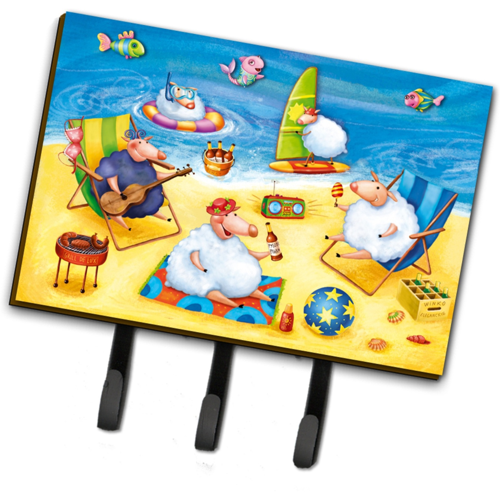 &quotCaroline's Treasures Party Pigs on the Beach Leash or Key Holder APH0081TH68, Triple, Multicolor"