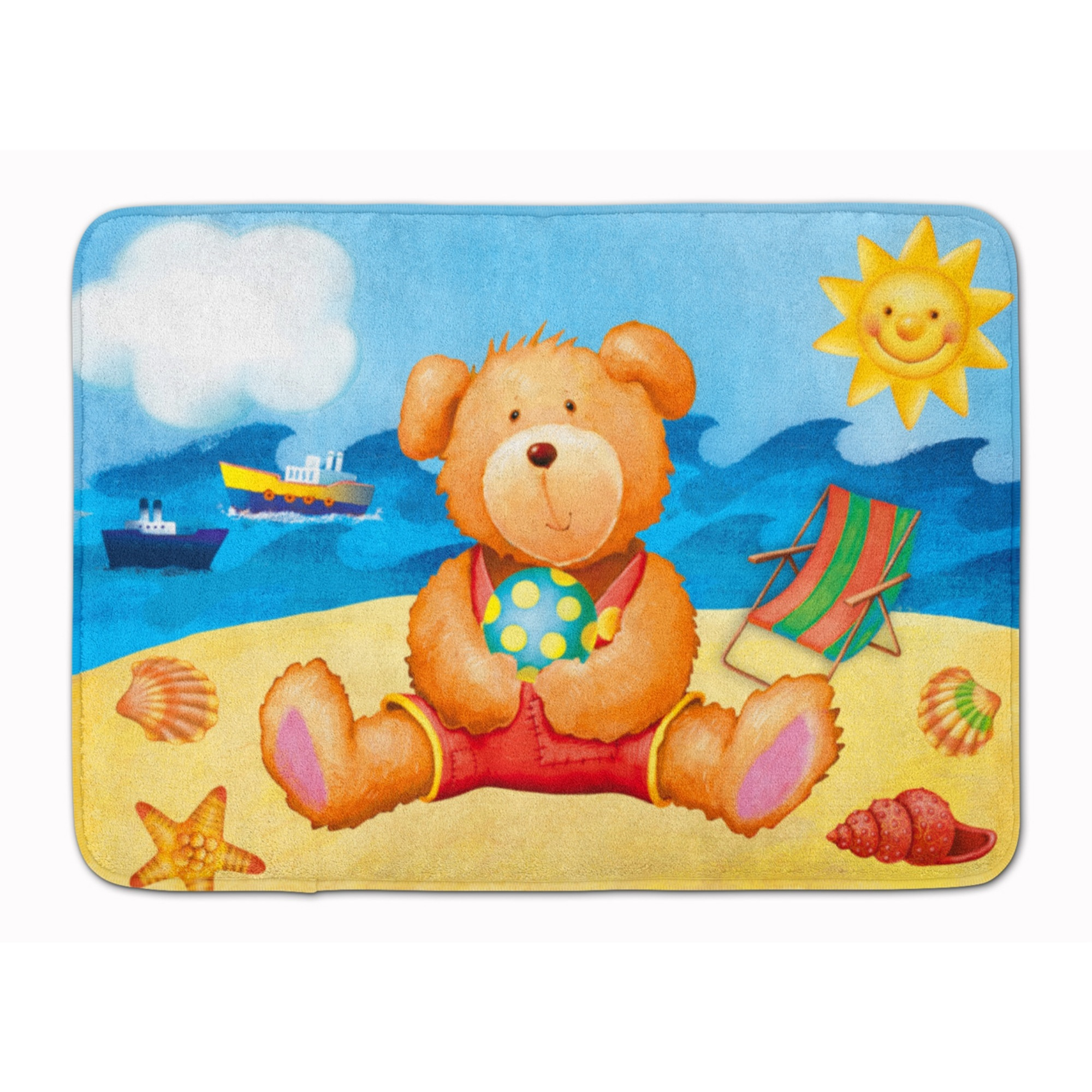 &quotCaroline's Treasures Teddy Bear on the Beach Floor Mat, 19"" x 27"", Multicolor"