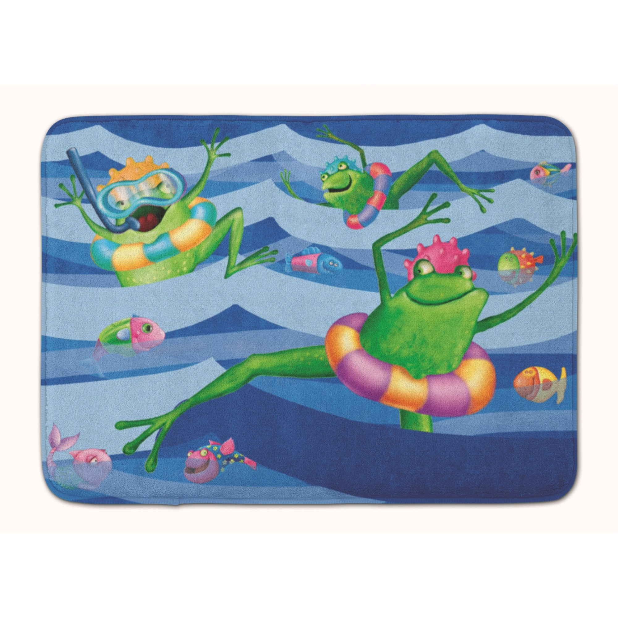 &quotCaroline's Treasures Frogs Swimming Floor Mat, 19"" x 27"", Multicolor"