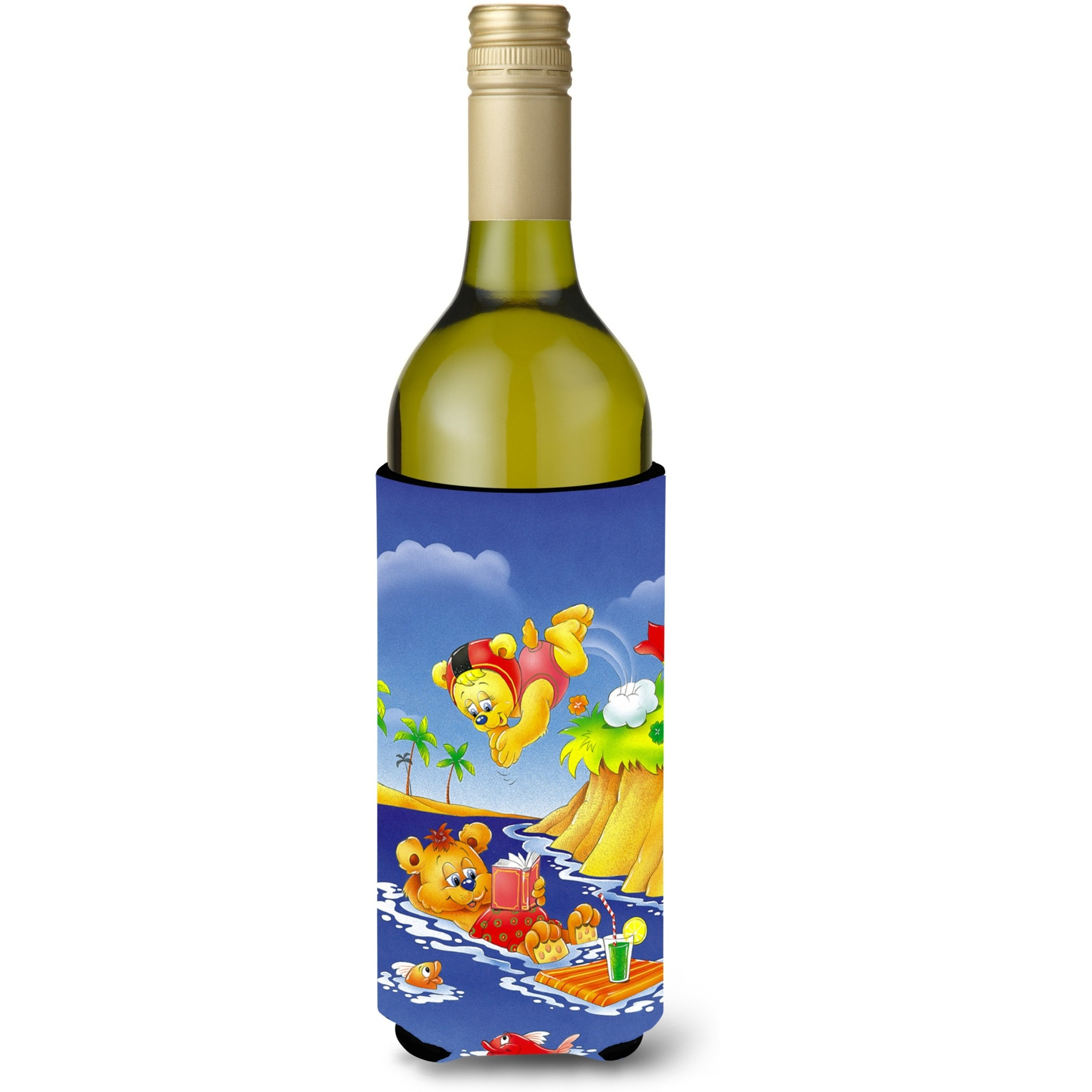 &quotCaroline's Treasures APH0240LITERK Teddy Bears Swimming And Diving Wine Bottle Koozie Hugger, 750ml, Multicolor"