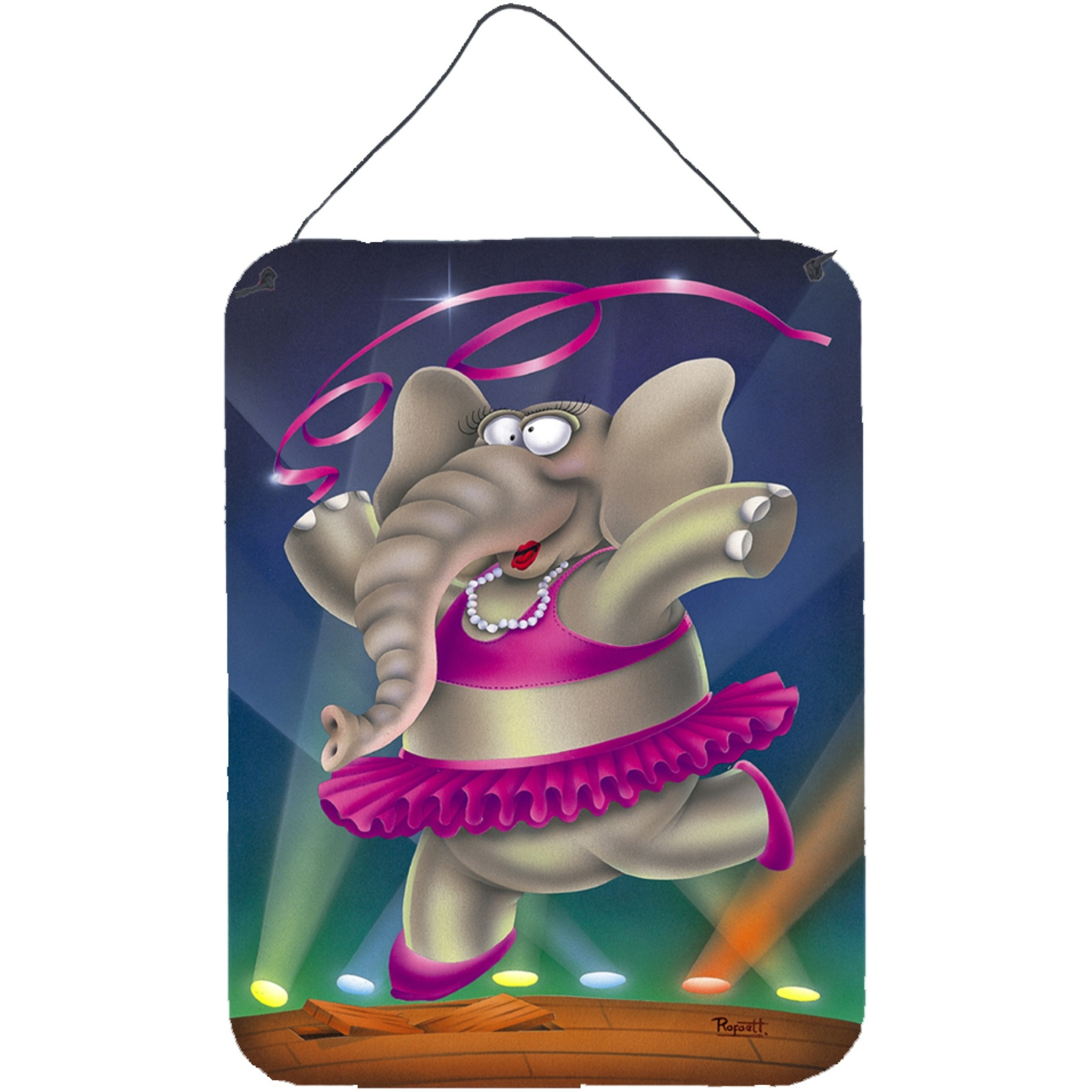 &quotCaroline's Treasures Elephant Ballerina Wall or Door Hanging Prints APH0249DS1216, 16HX12W, Multicolor"