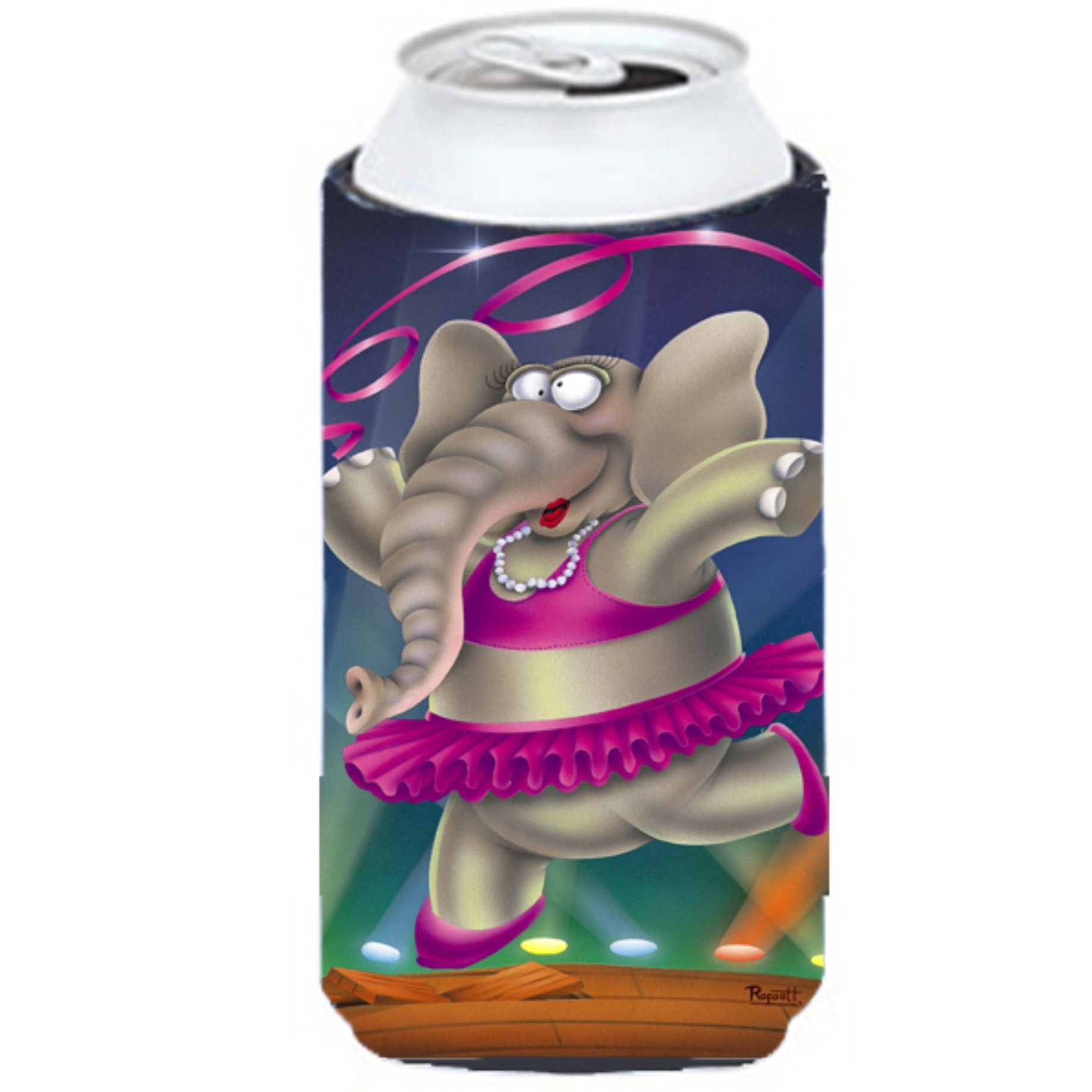&quotCaroline's Treasures APH0249TBC Elephant Ballerina Tall Boy Koozie Hugger, Multicolor"