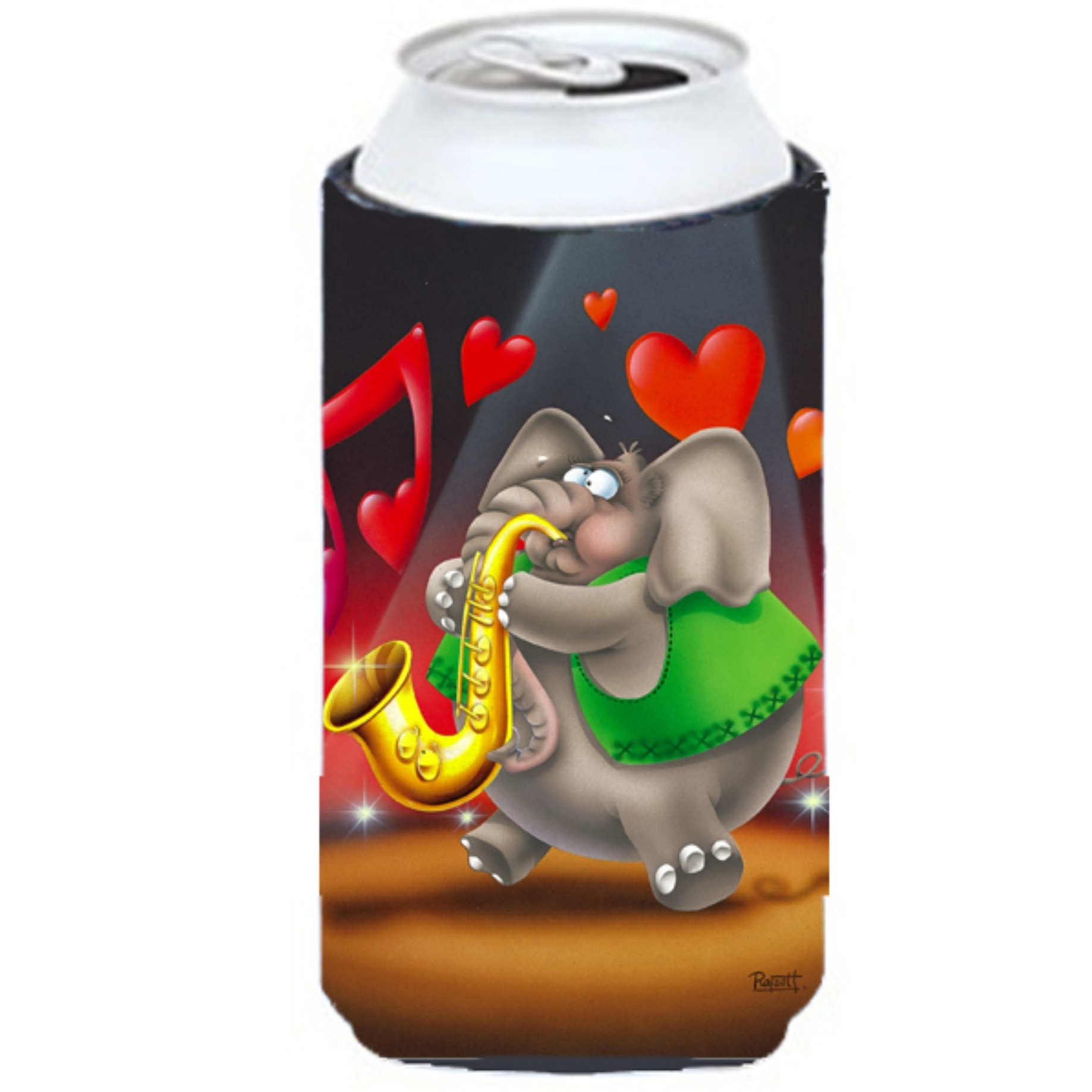 &quotCaroline's Treasures APH0250TBC Elephant Playing The Saxophone Tall Boy Koozie Hugger, Multicolor"
