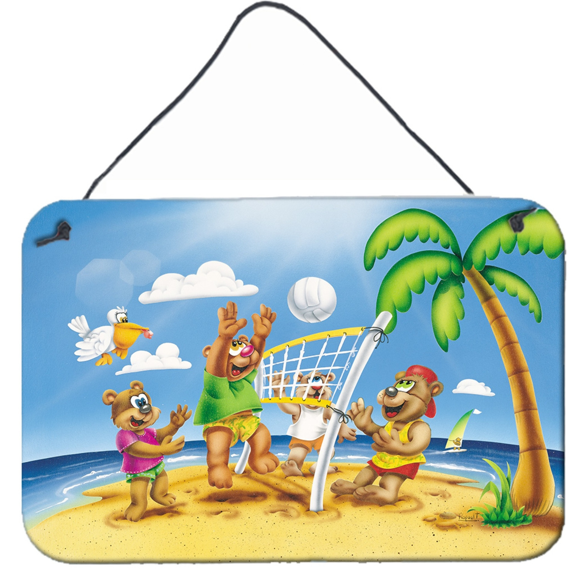 &quotCaroline's Treasures Bears Playing Volleyball Wall or Door Hanging Prints APH0373DS812, 8"" x 12"", Multicolor"