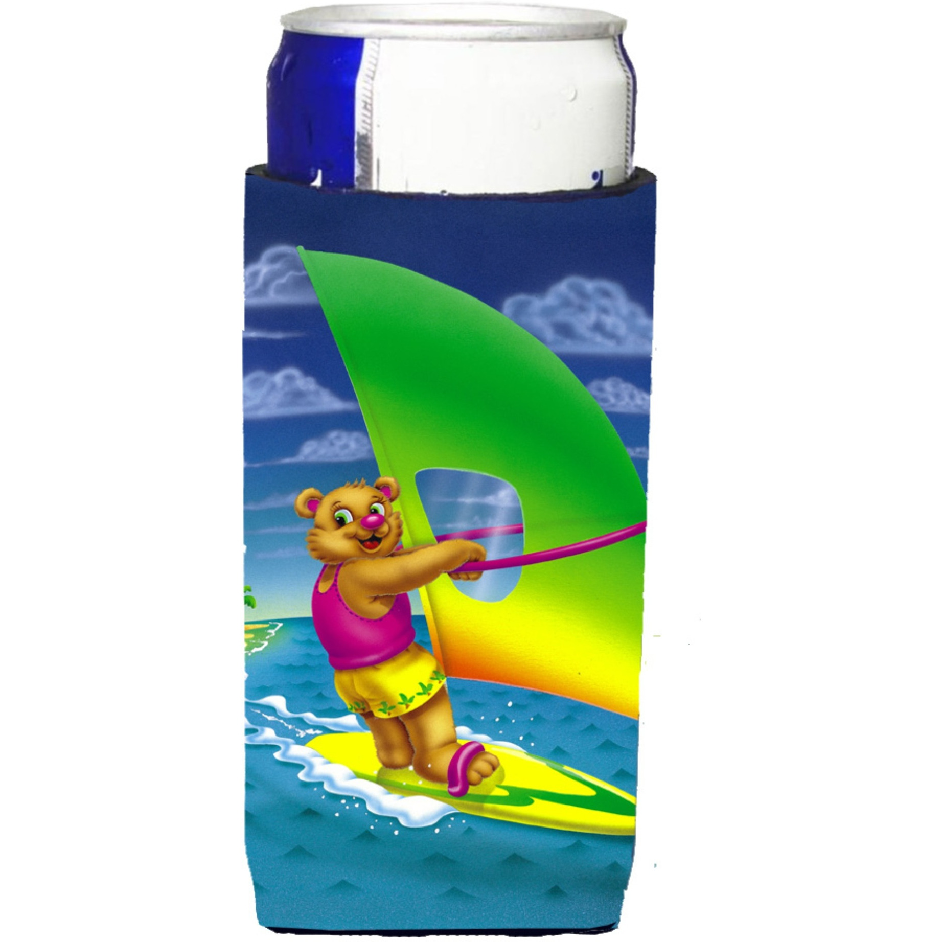 &quotCaroline's Treasures APH0416MUK Teddy Bear Sailing Michelob Ultra Koozies For Slim Cans, Multicolor"
