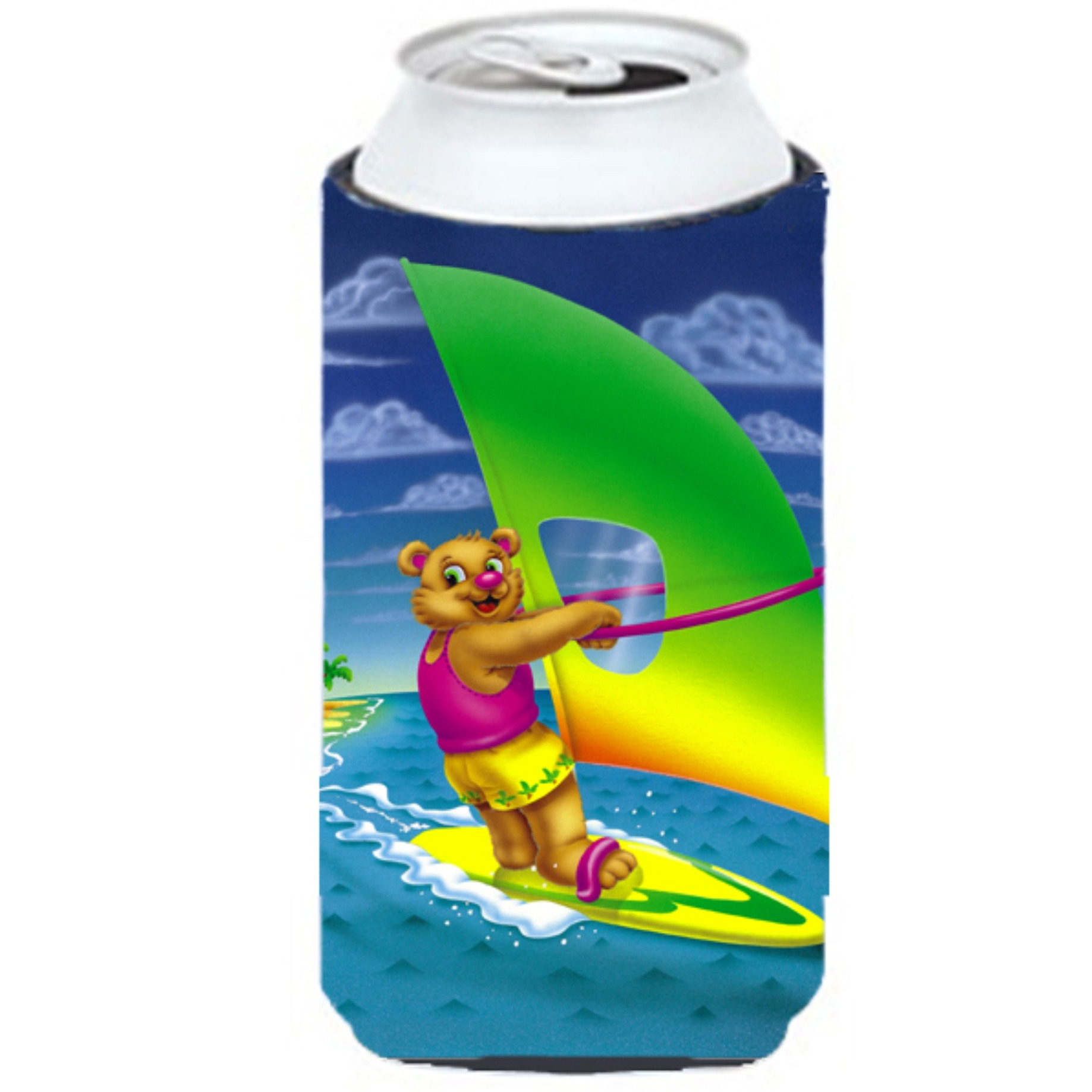 &quotCaroline's Treasures APH0416TBC Teddy Bear Sailing Tall Boy Koozie Hugger, Multicolor"