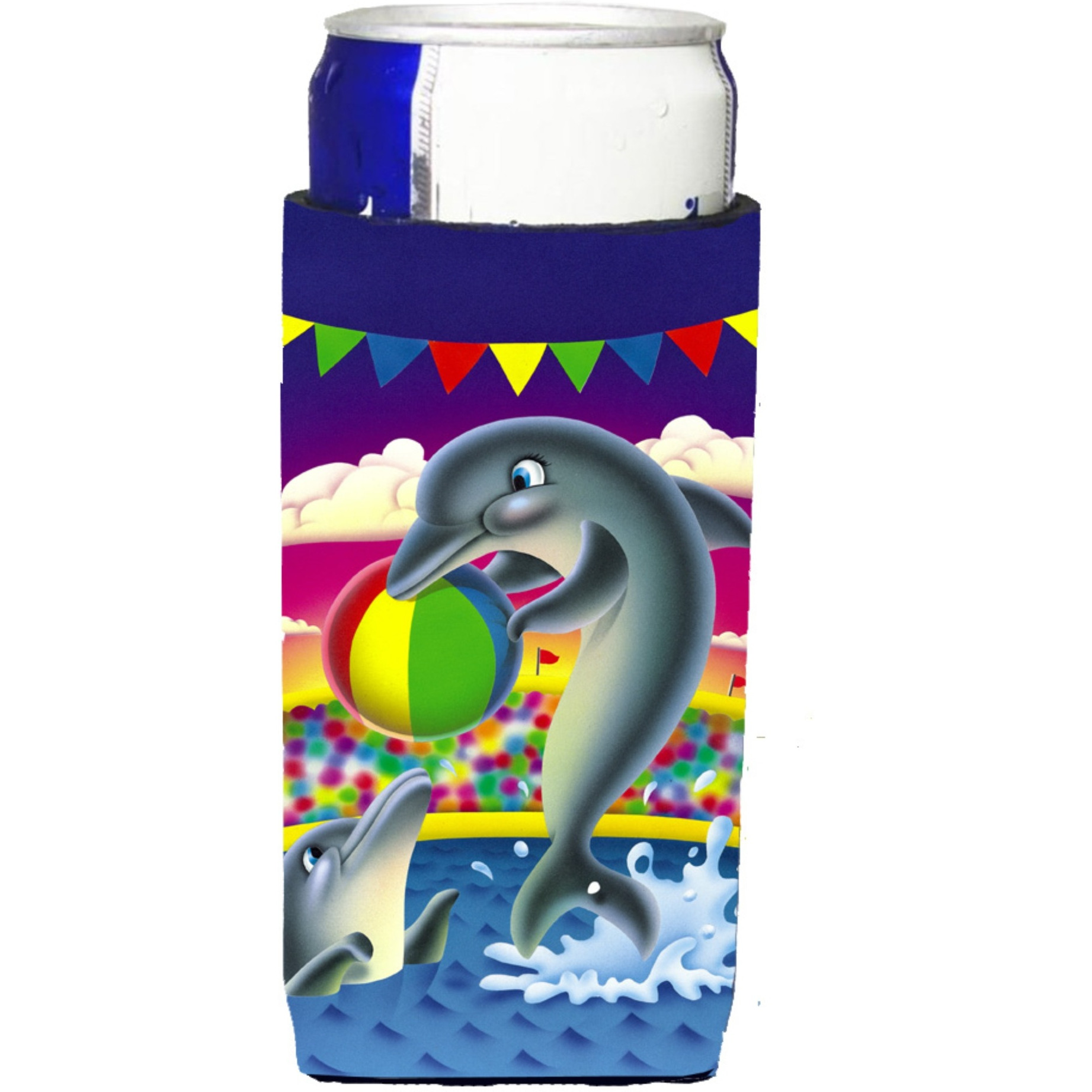 &quotCaroline's Treasures APH0417MUK Dolphins Performing For The Crowds Michelob Koozies For Slim Cans, Multicolor"
