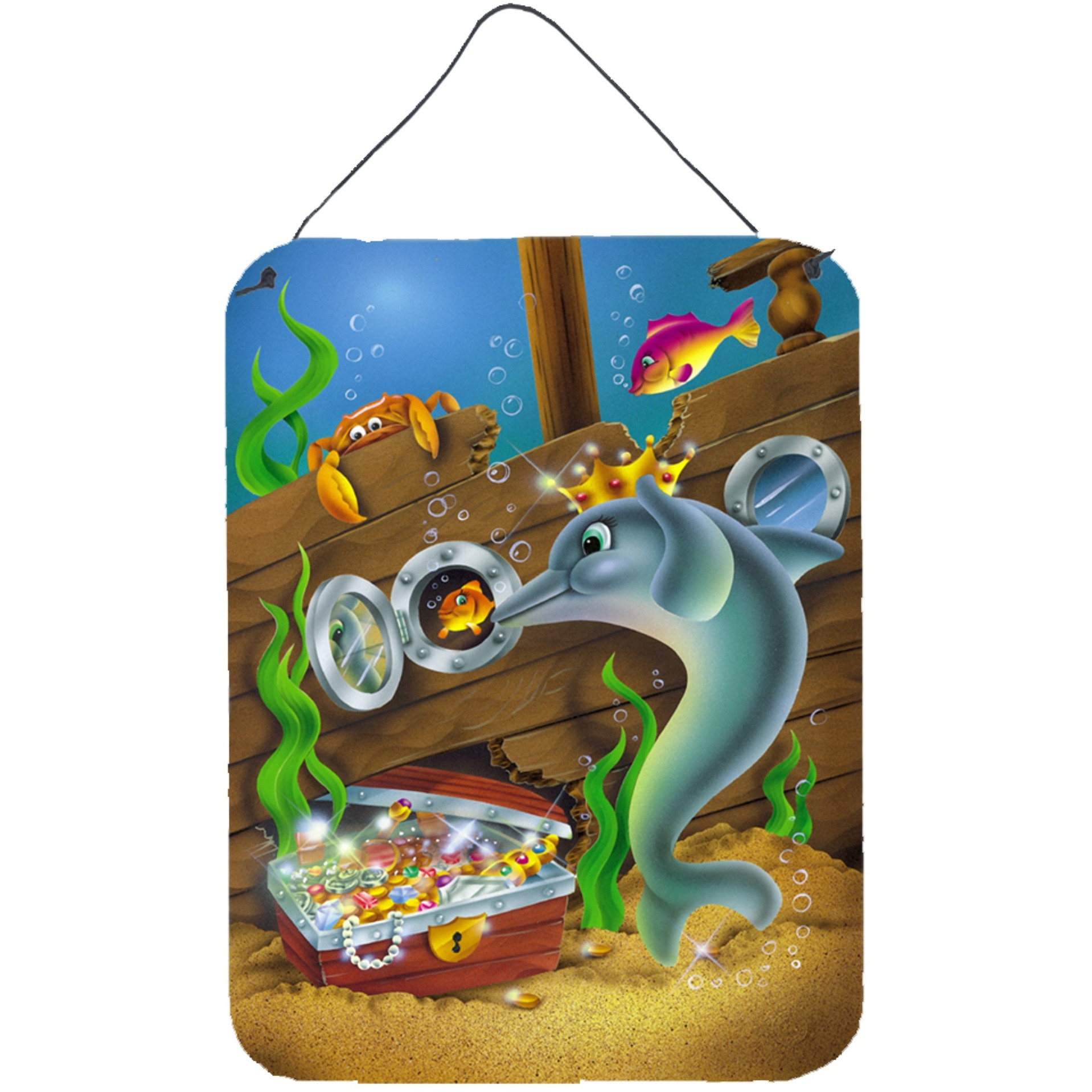 &quotCaroline's Treasures Dolphins Treasure Chest Wall or Door Hanging Prints APH0420DS1216, 16"" x 12"", Multicolor"