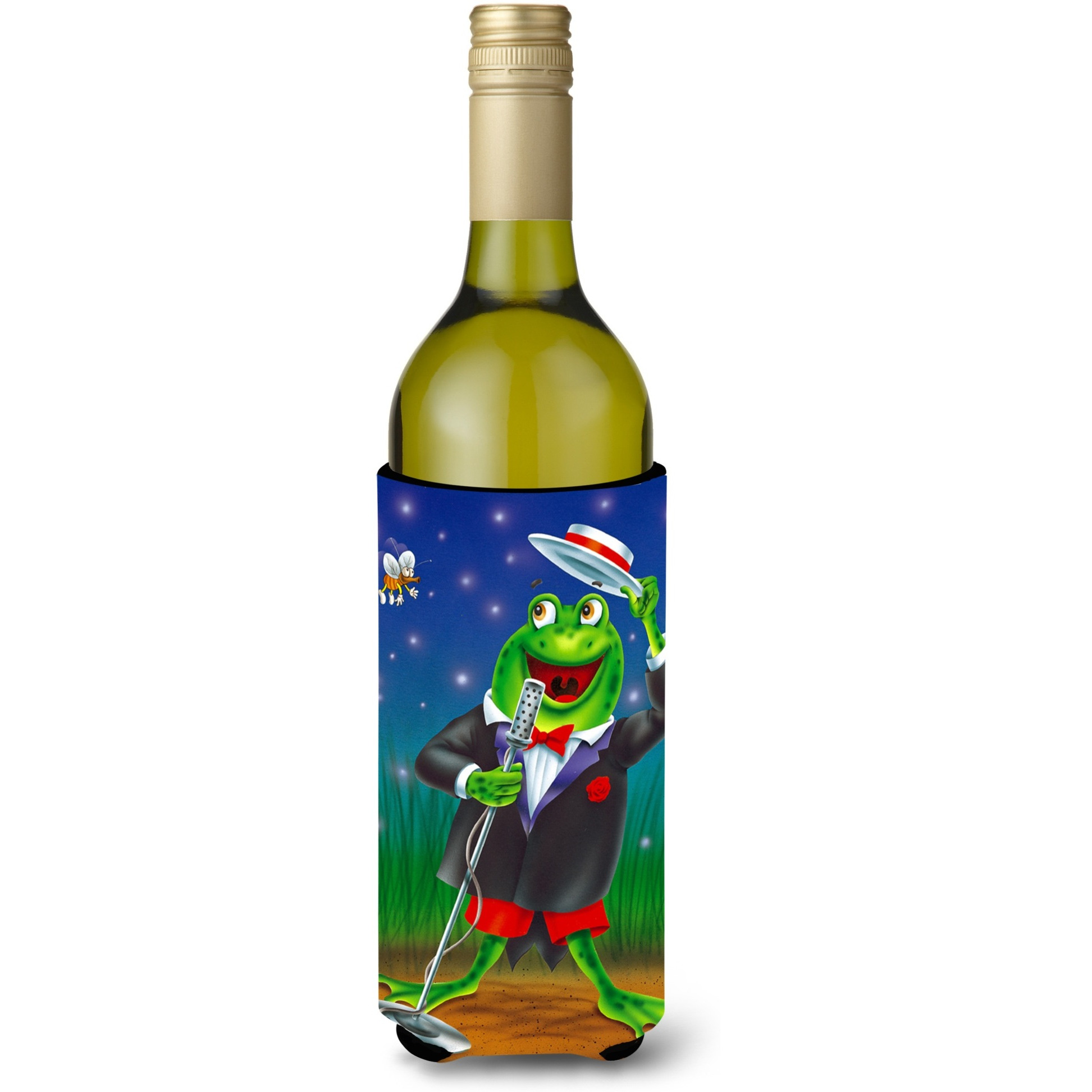 &quotCaroline's Treasures APH0523LITERK Frog Comedy Routine Wine Bottle Koozie Hugger, 750ml, Multicolor"