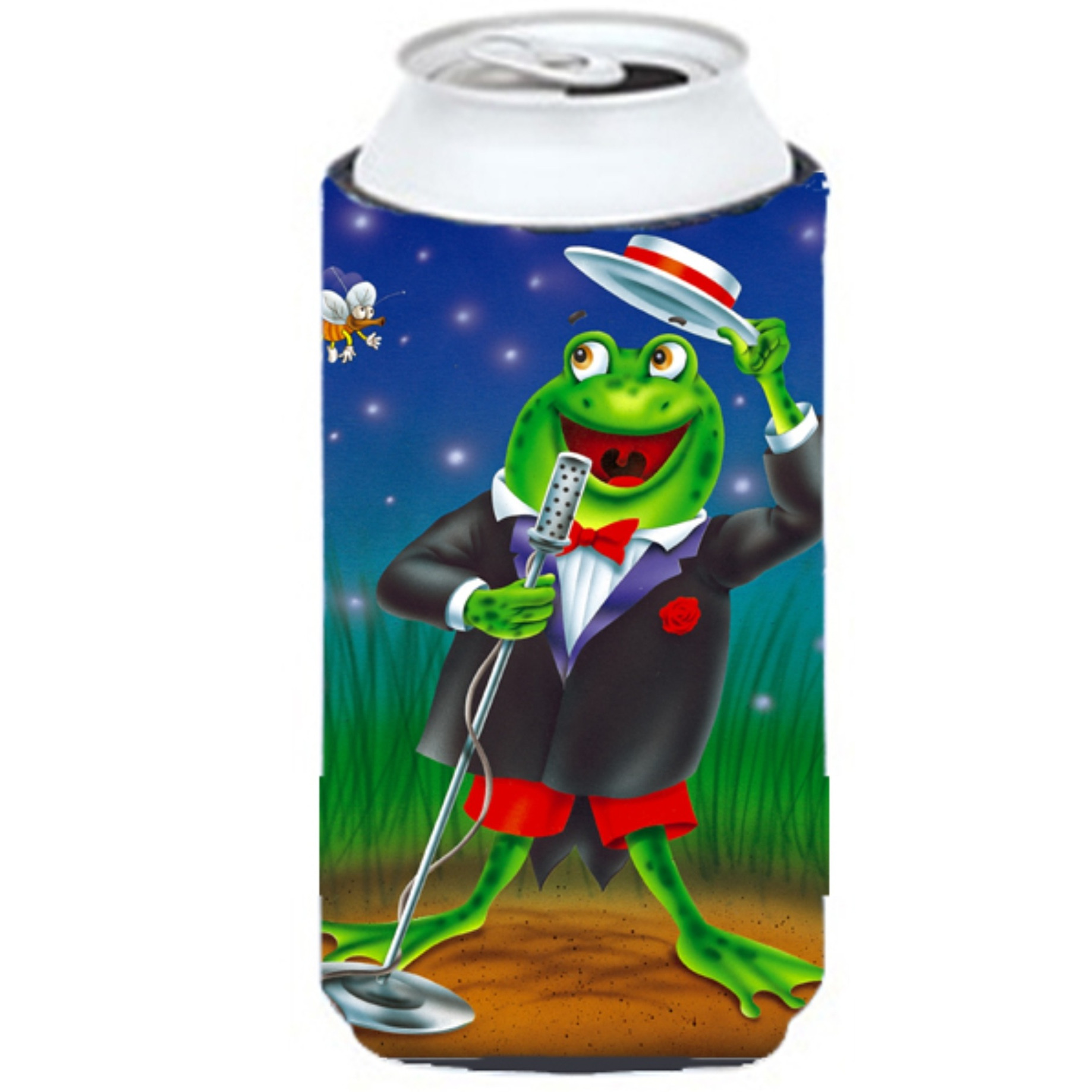 &quotCaroline's Treasures APH0523TBC Frog Comedy Routine Tall Boy Koozie Hugger, Multicolor"