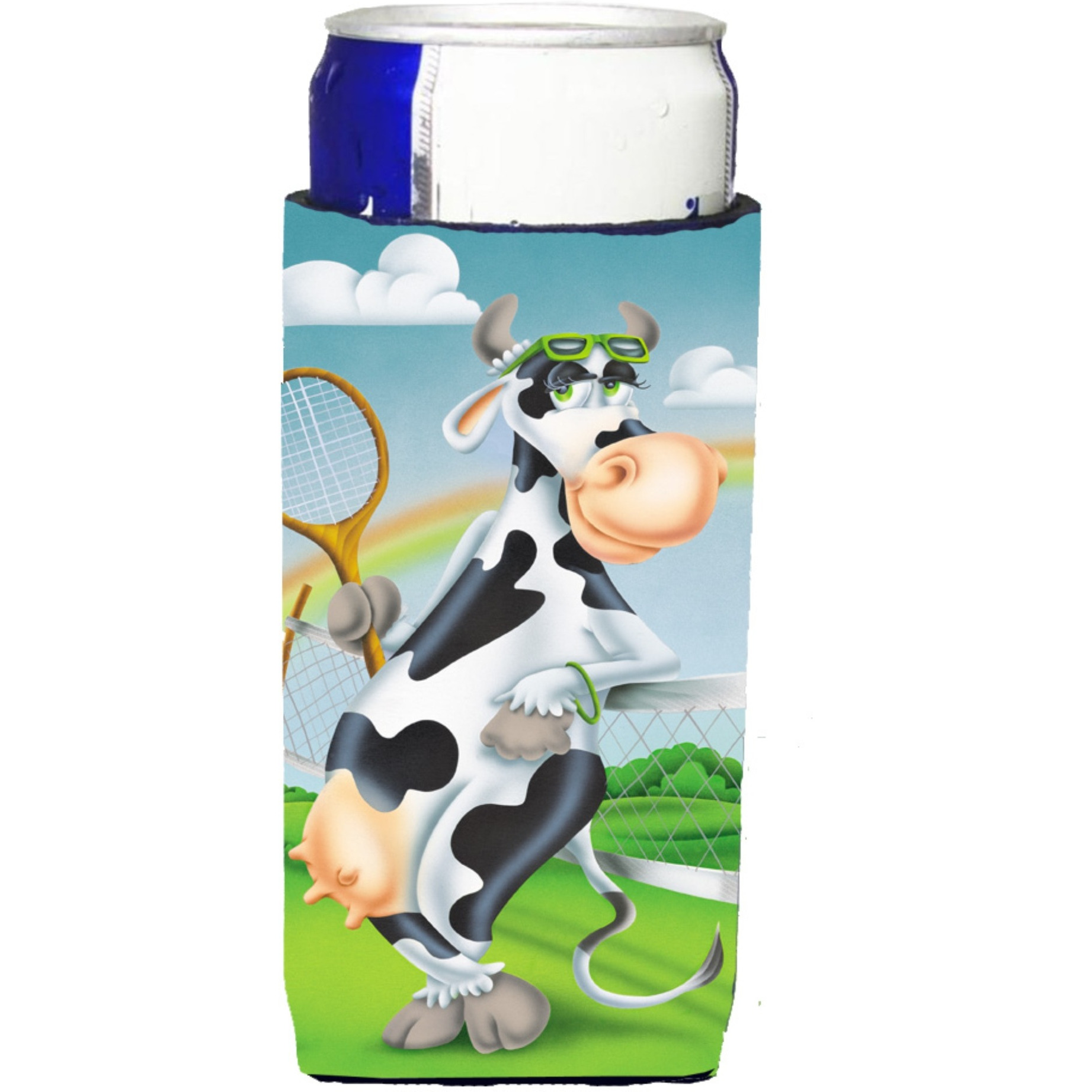 &quotCaroline's Treasures APH0533MUK Cow Playing Tennis Michelob Ultra Koozies For Slim Cans, Multicolor"