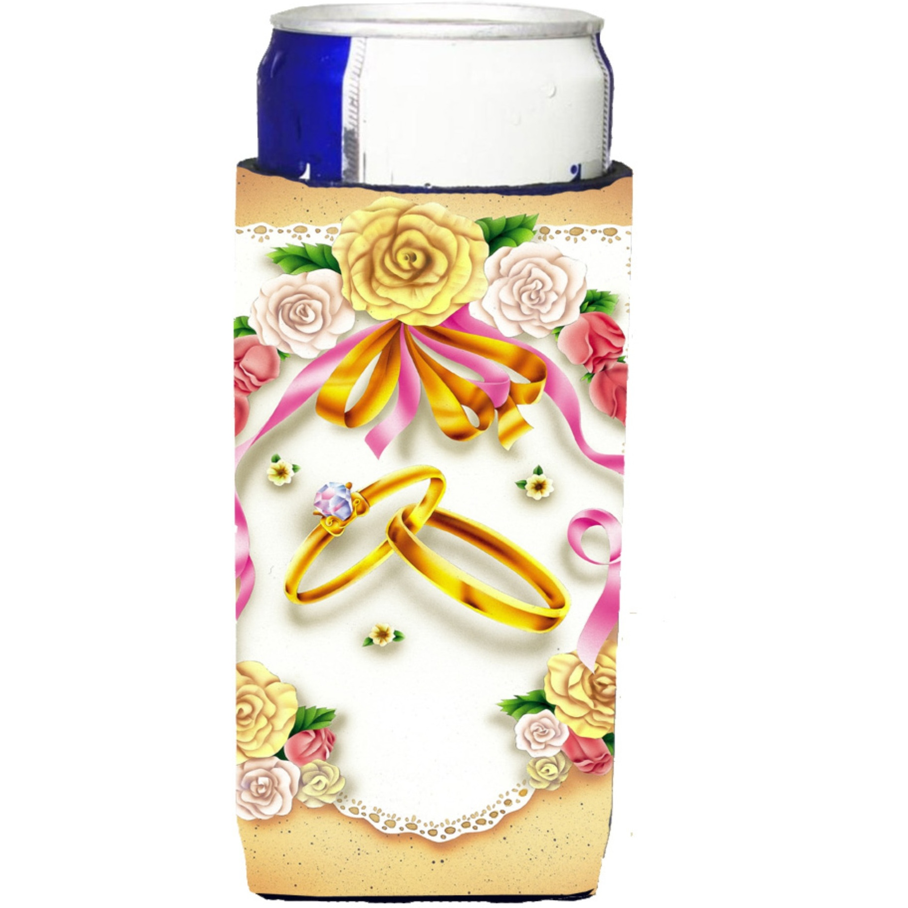&quotCaroline's Treasures APH0604MUK Wedding Rings Michelob Ultra Koozies For Slim Cans, Multicolor"