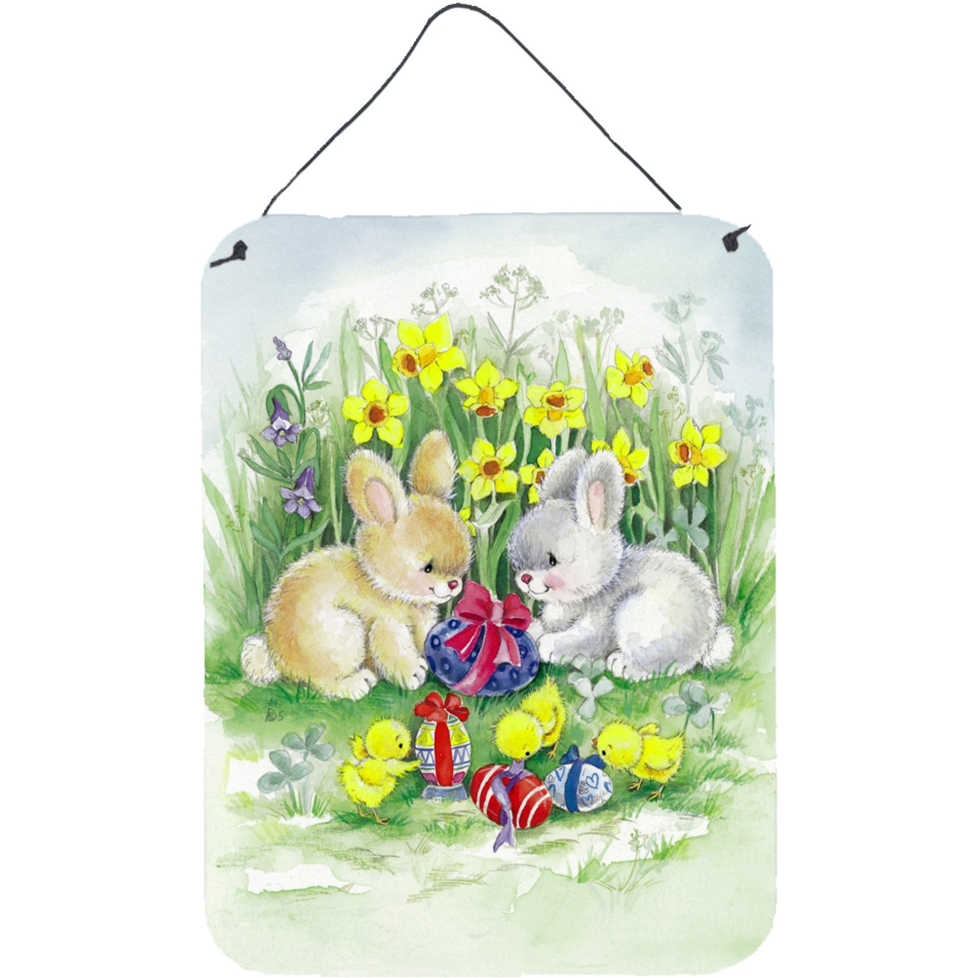 &quotCaroline's Treasures Easter Bunnies with Eggs Door Hanging Prints wall-decor, Multicolor"