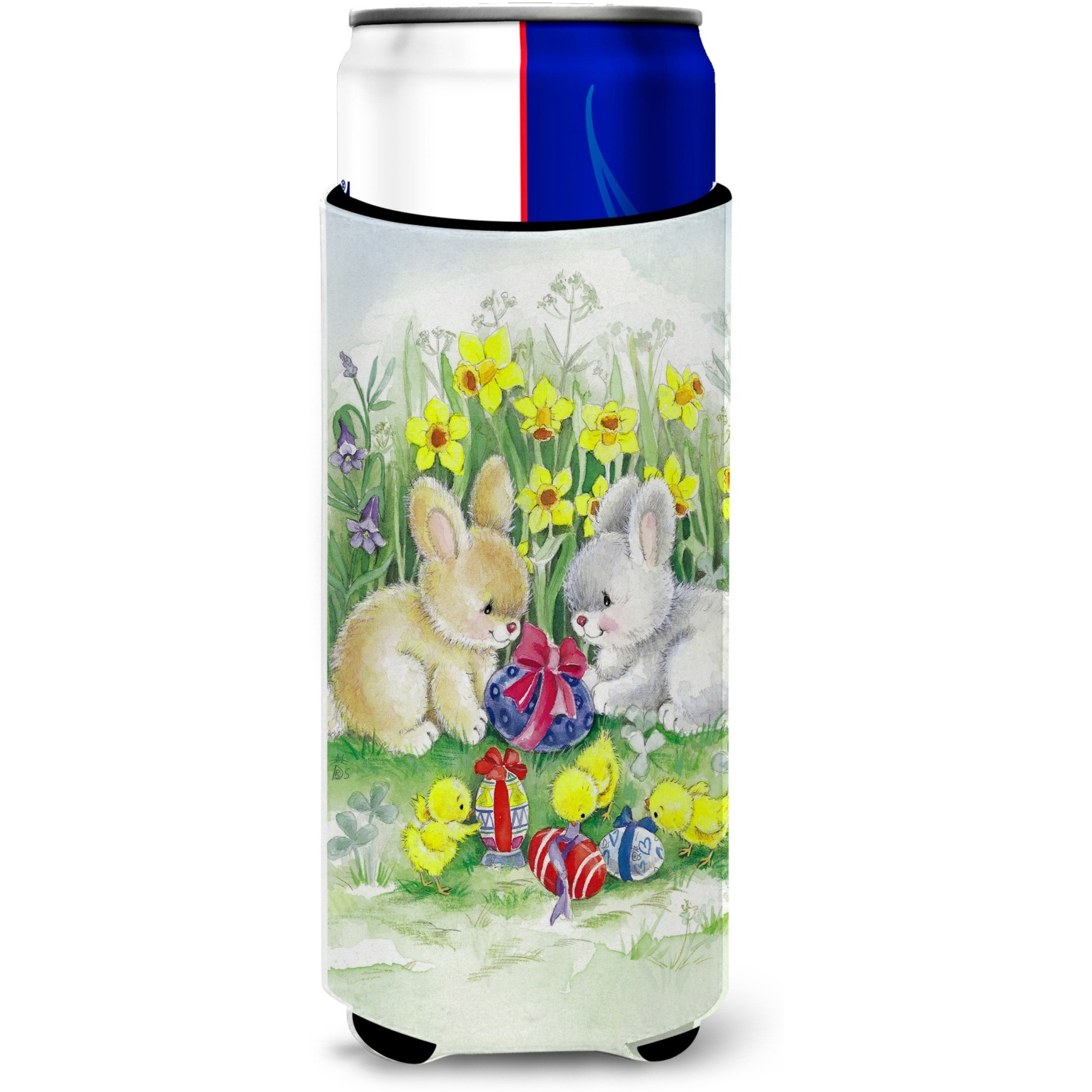 &quotCaroline's Treasures Easter Bunnies with Eggs Michelob Ultra Hugger For Slim Cans, Multicolor"