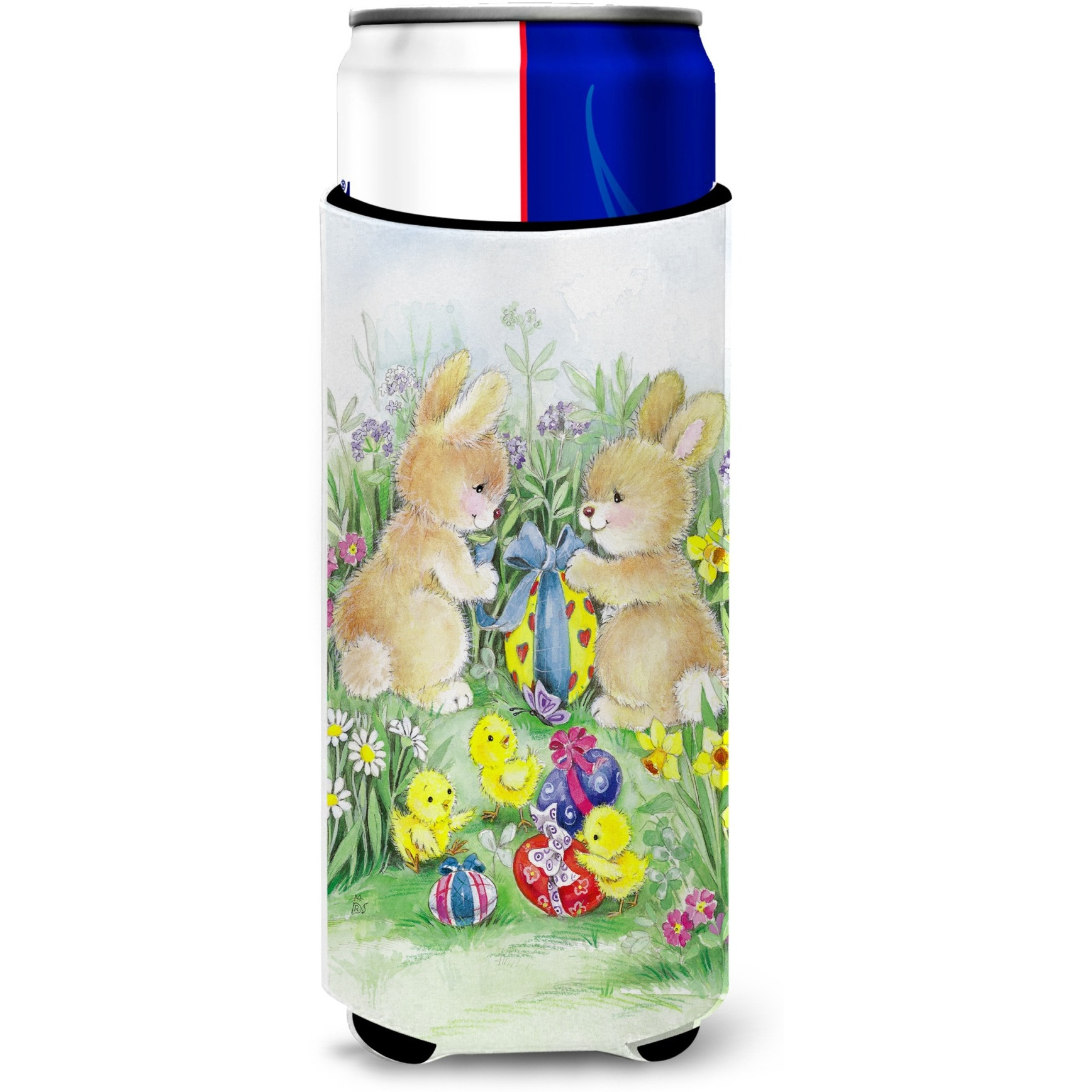 &quotCaroline's Treasures Brown Easter Bunnies with Eggs Michelob Ultra Hugger For Slim Cans, Multicolor"