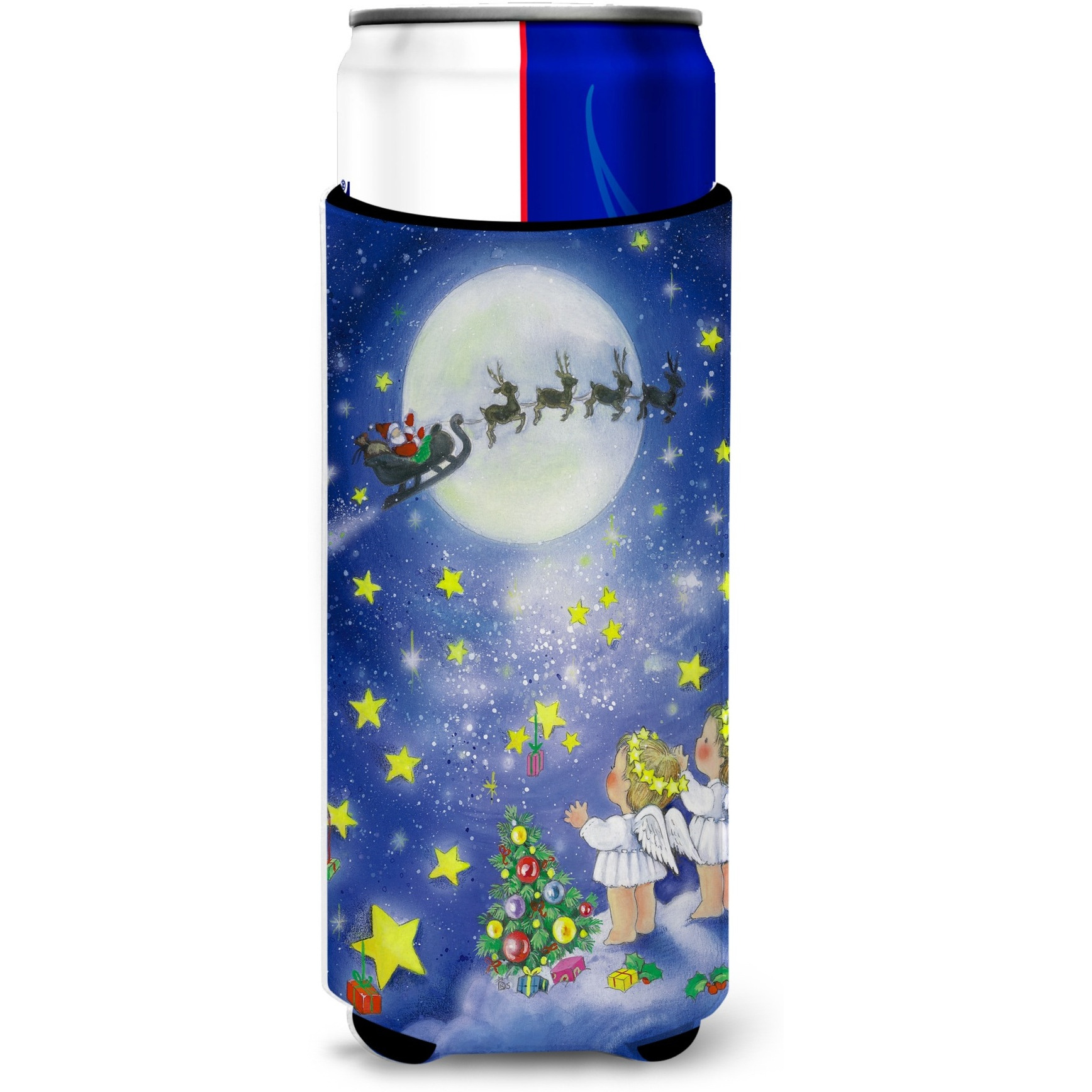 &quotCaroline's Treasures Angels Watching Santa Claus Michelob Ultra Koozies for Slim Cans, Multicolor"