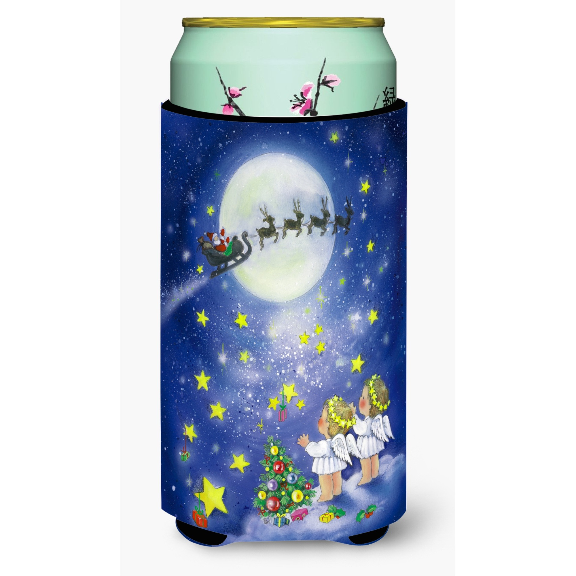 &quotCaroline's Treasures Angels Watching Santa Claus Tall Boy Koozie Hugger, Multicolor"
