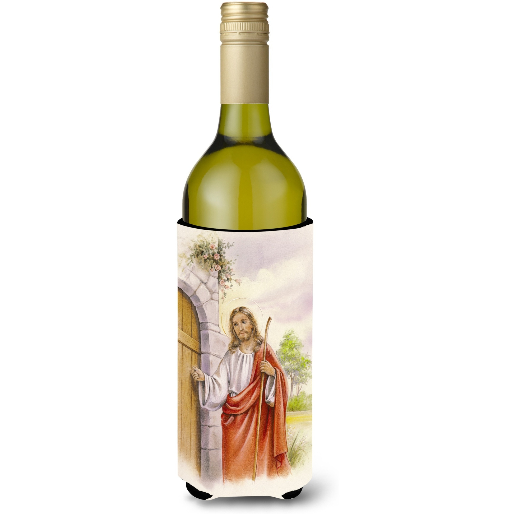 &quotCaroline's Treasures APH0922LITERK Jesus Knocking at the Door Wine Bottle Beverage Insulator Hugger, 750ml, Multicolor"