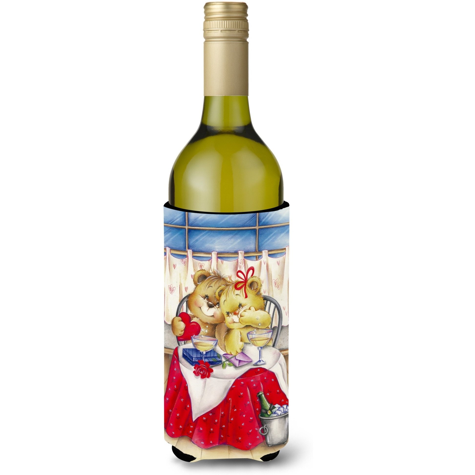 &quotCaroline's Treasures APH0926LITERK Teddy Bears In Love Valentine's Day Wine Bottle Koozie Hugger, 750ml, Multicolor"