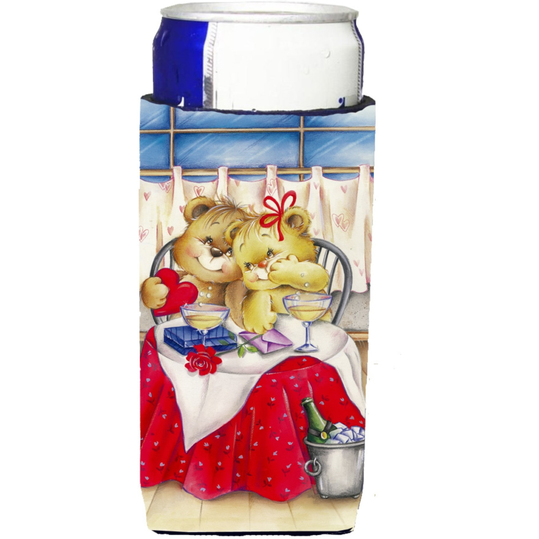 &quotCaroline's Treasures APH0926MUK Teddy Bears In Love Valentine's Day Michelob Koozies For Slim Cans, Multicolor"