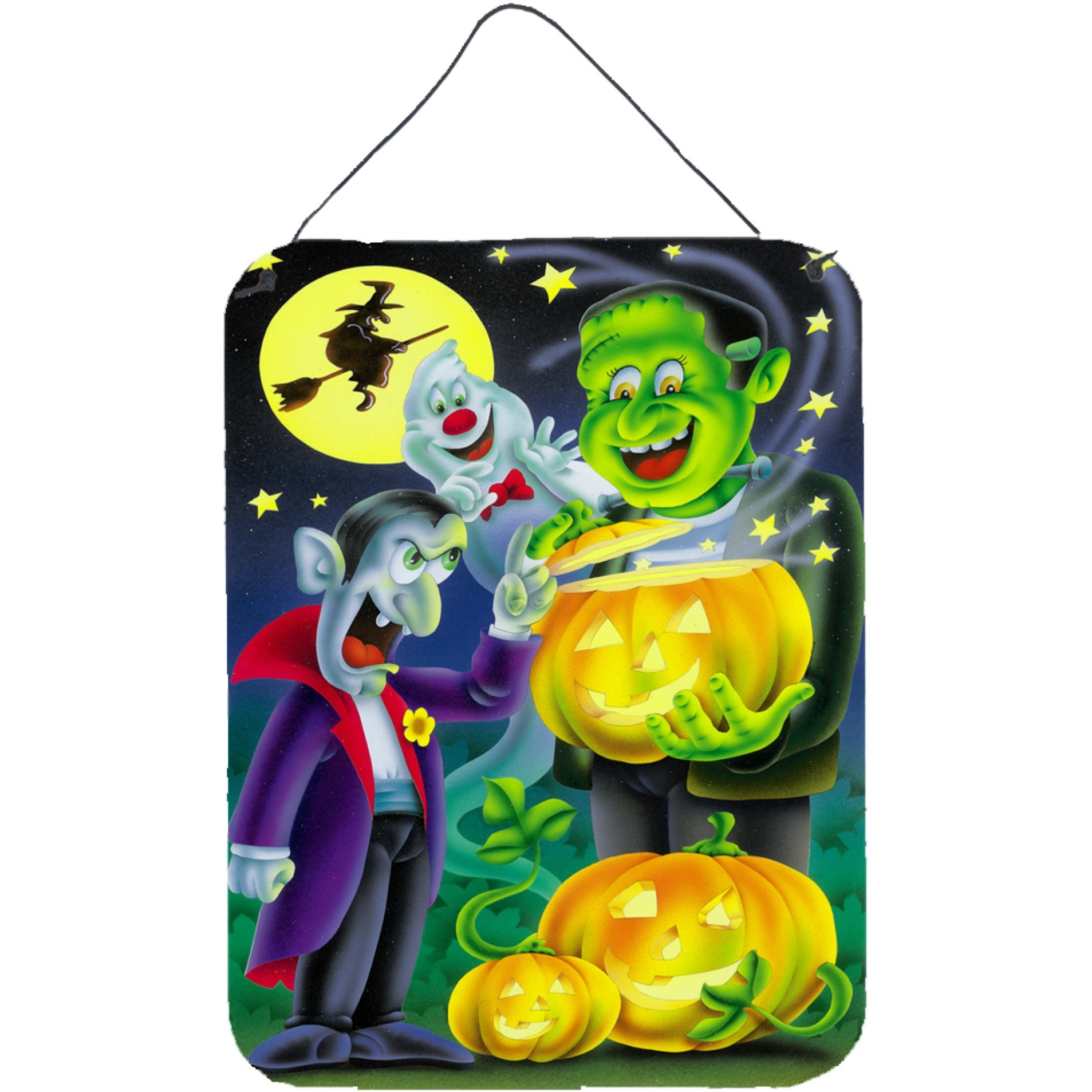 &quotCaroline's Treasures Halloween with Dracula and Frankenstein Wall or Door Hanging Prints APH0935DS1216, 16HX12W, Multicolor"
