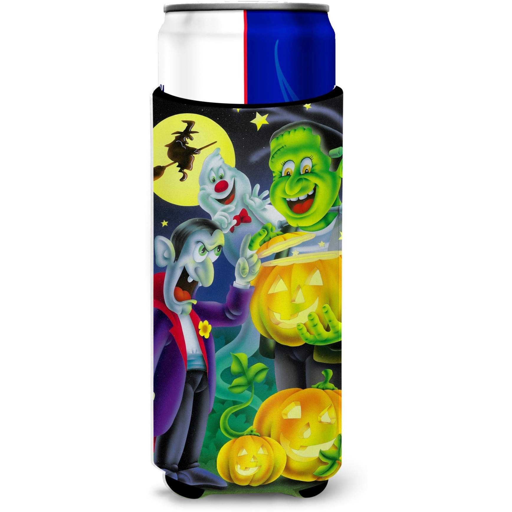 &quotCaroline's Treasures Halloween with Dracula and Frankenstein Michelob Ultra Koozies for slim cans, Multicolor"