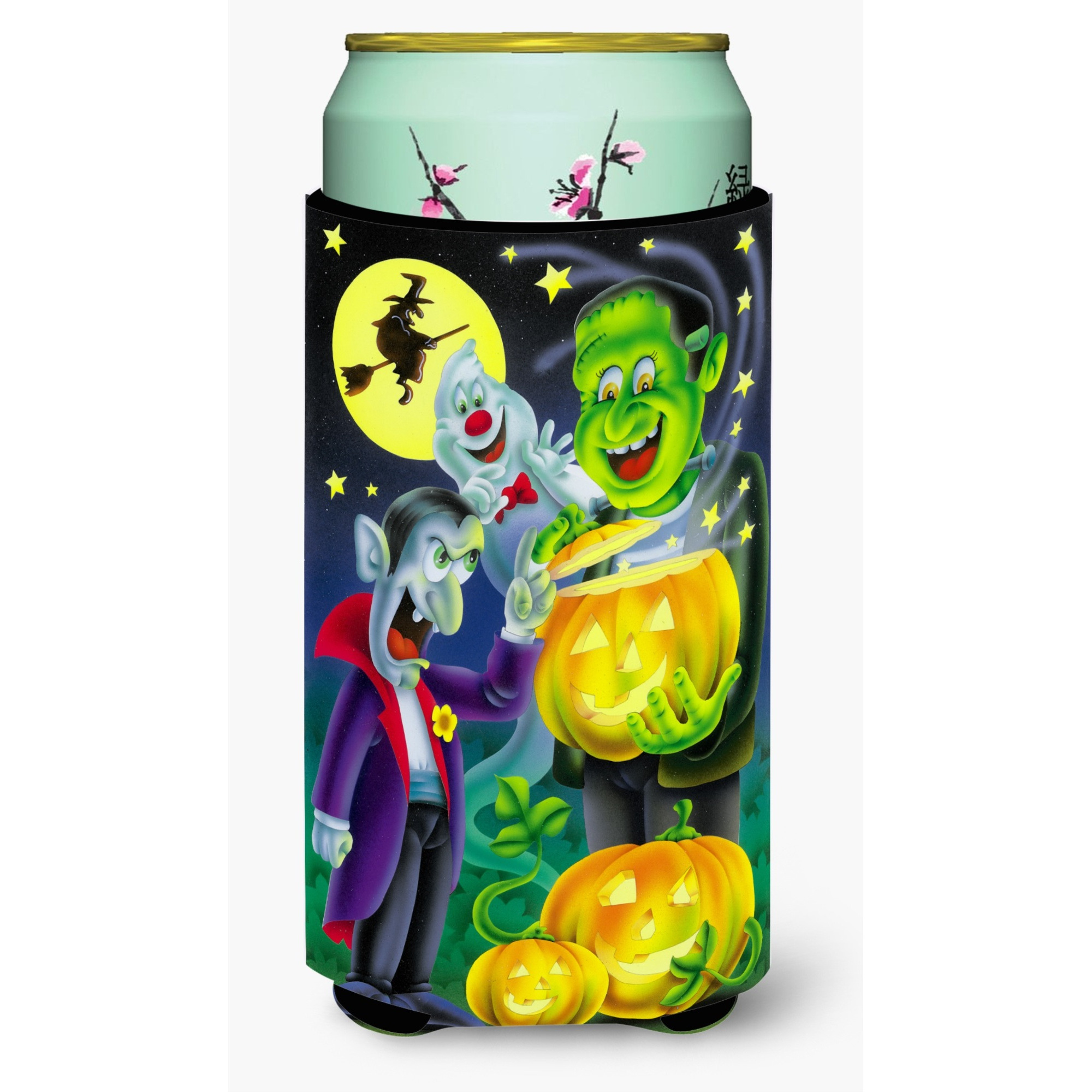 &quotCaroline's Treasures Halloween with Dracula and Frankenstein Tall Boy Koozie Hugger, Multicolor"