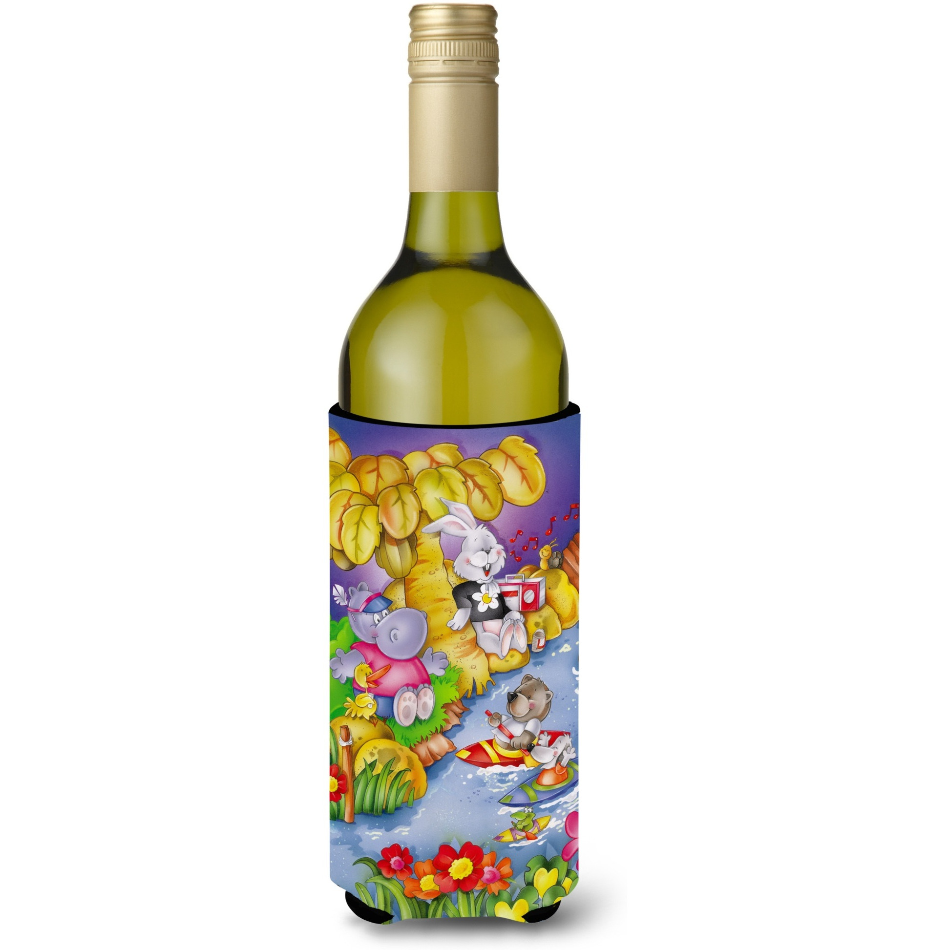 &quotCaroline's Treasures APH0978LITERK Animals Kayaking Wine Bottle Koozie Hugger, 750ml, Multicolor"