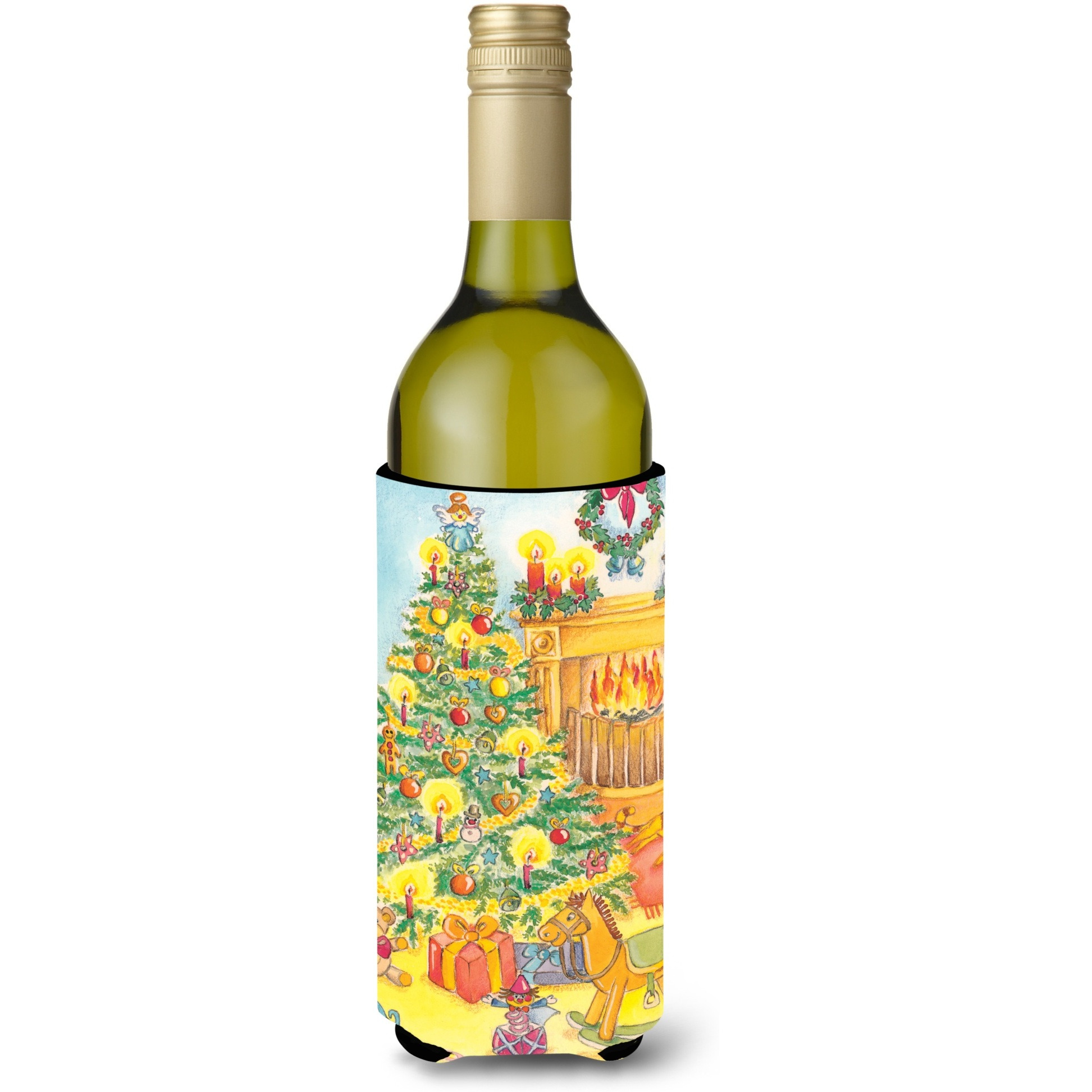 &quotCaroline's Treasures Toys Around The Christmas Tree Wine Bottle Koozie Hugger, 750ml, Multicolor"