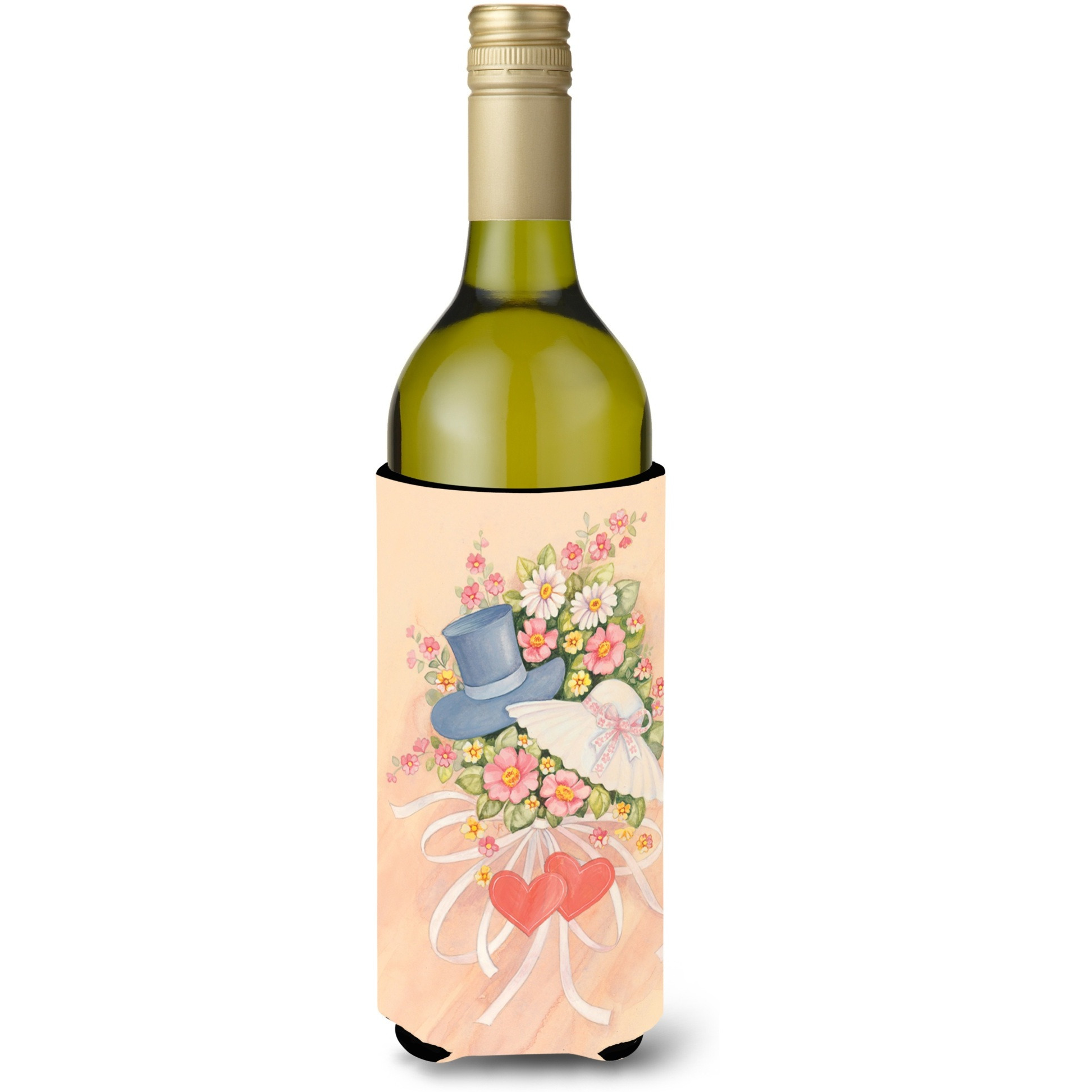&quotCaroline's Treasures APH2039LITERK Love Valentine's Day Bouquet Wine Bottle Koozie Hugger, 750ml, Multicolor"