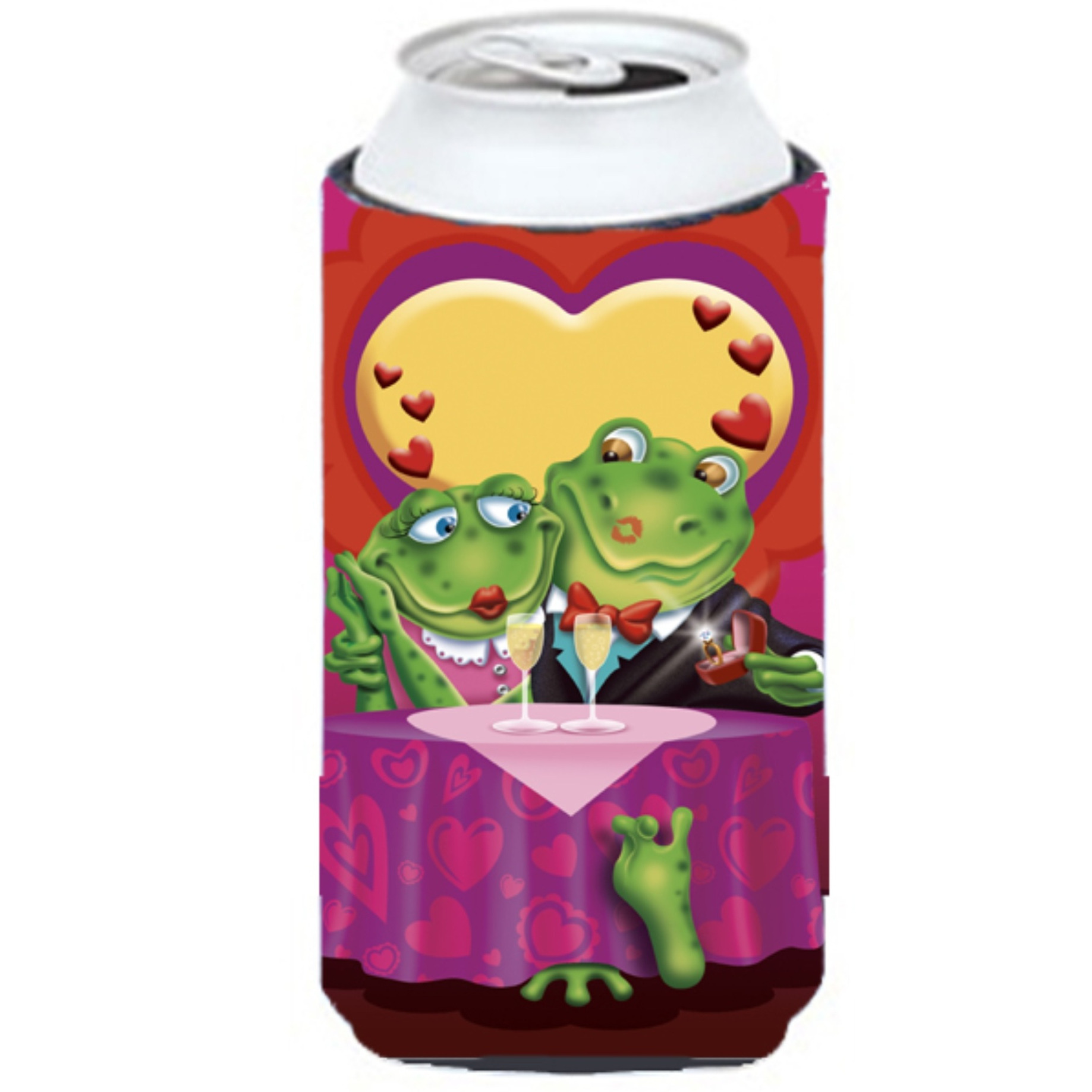 &quotCaroline's Treasures APH2477TBC Frog Valentine's Day Date Tall Boy Koozie Hugger, Multicolor"