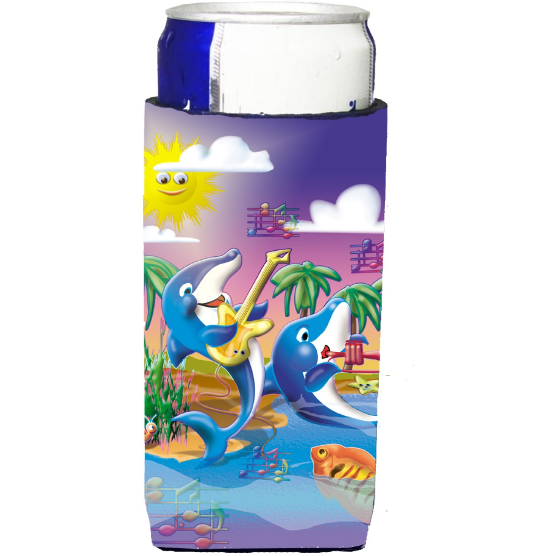 &quotCaroline's Treasures APH2485MUK Dolphin's Playing Music Michelob Ultra Koozies For Slim Cans, Multicolor"
