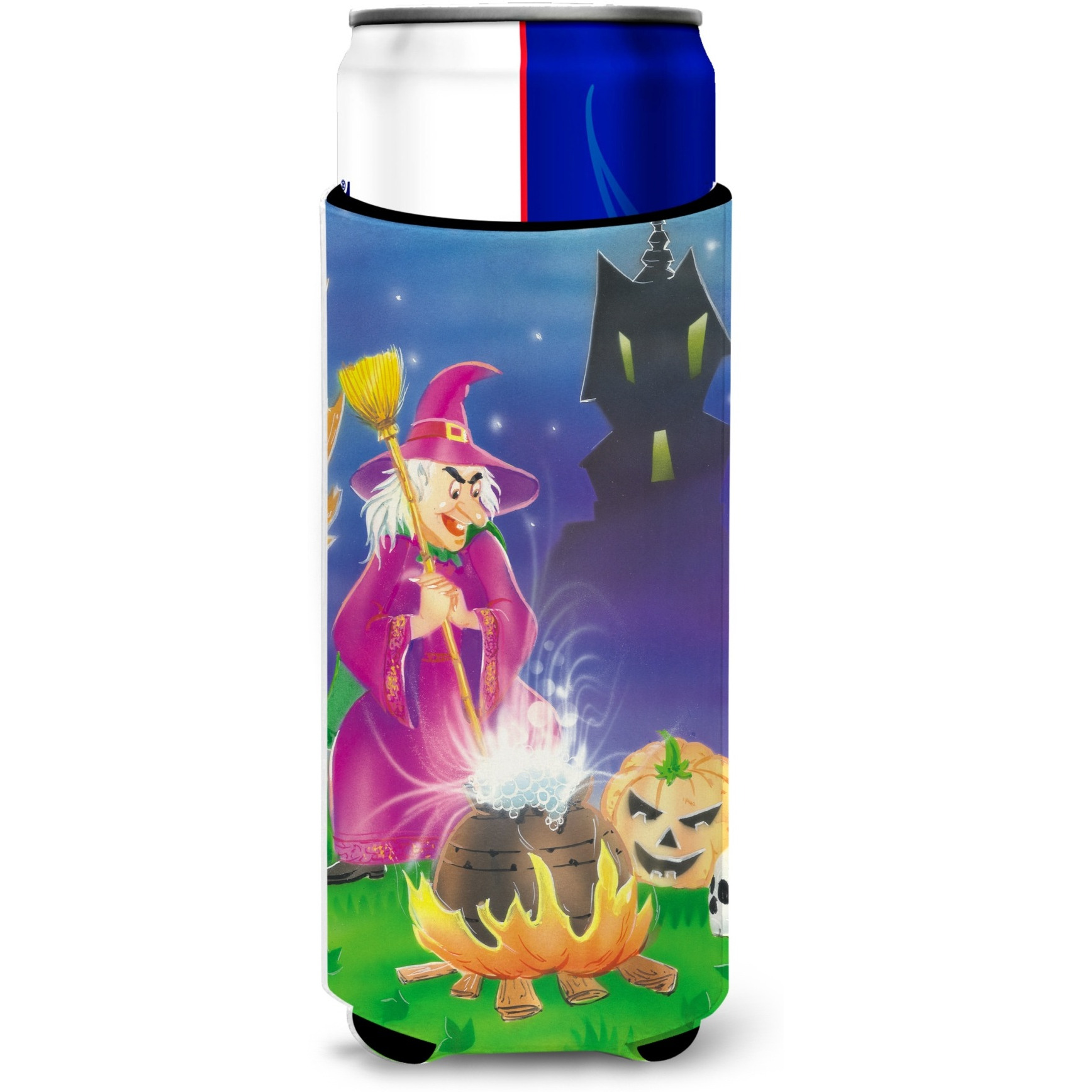 &quotCaroline's Treasures Witch and Her Castle Michelob Ultra Koozies for Slim Cans, Multicolor"