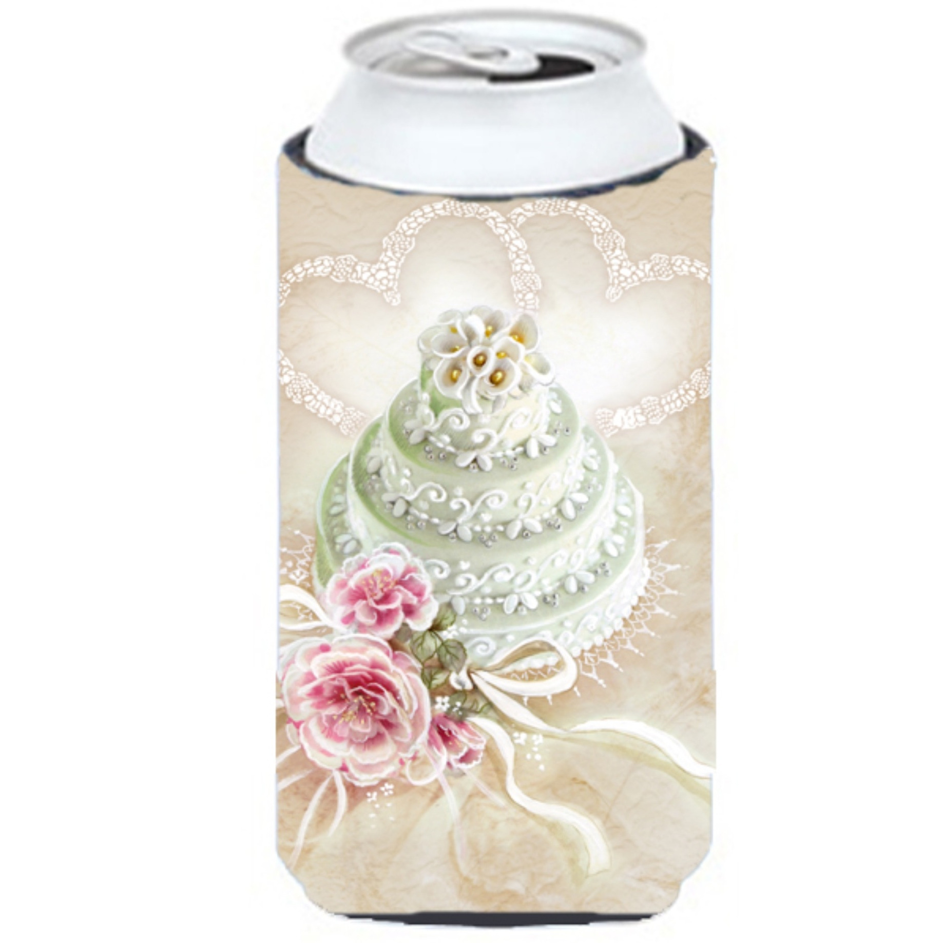 &quotCaroline's Treasures APH3648TBC Wedding Cake Tall Boy Koozie Hugger, Multicolor"