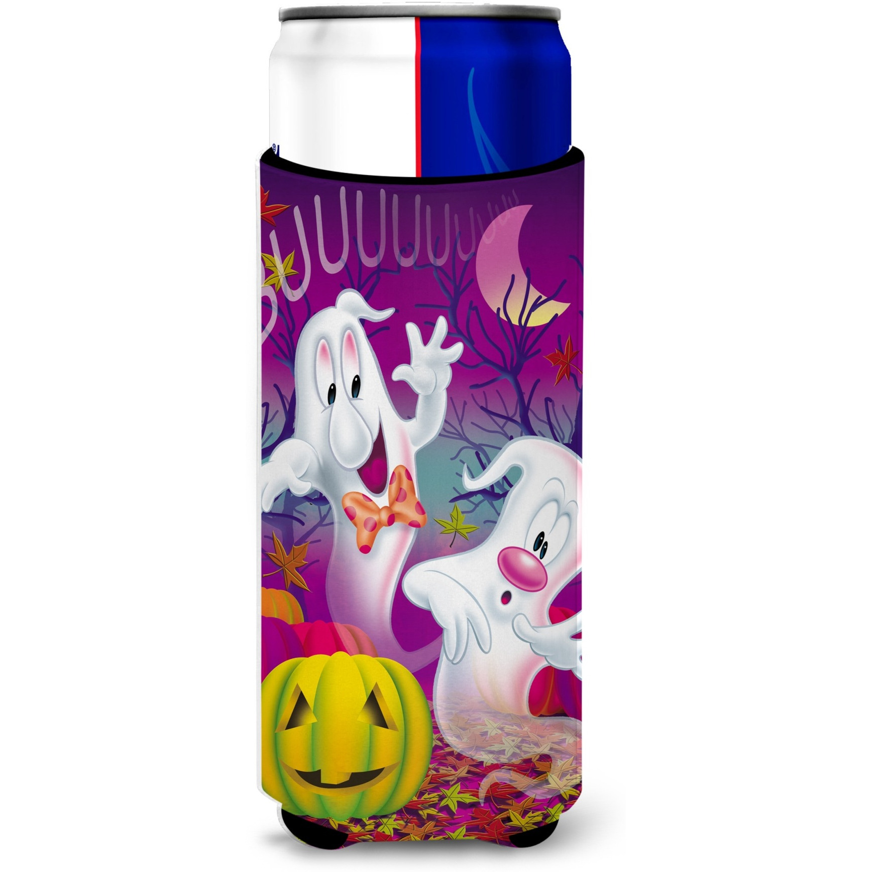 &quotCaroline's Treasures Buuu Ghosts Halloween Michelob Ultra Koozies for Slim Cans, Multicolor"