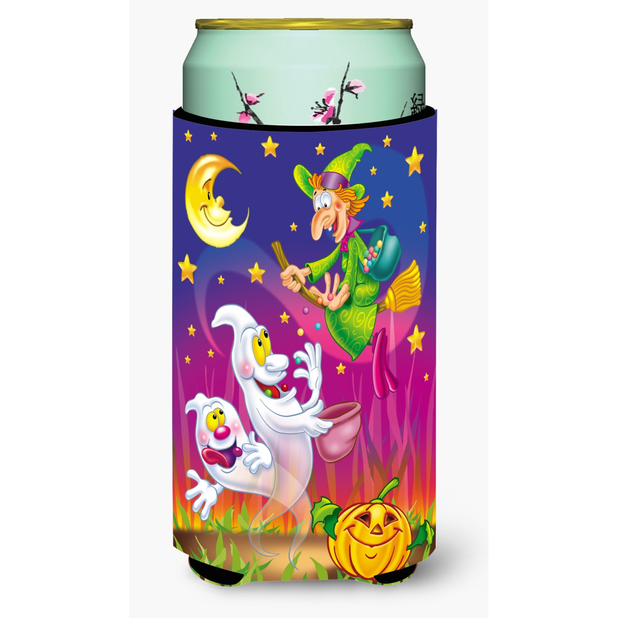 &quotCaroline's Treasures Witch and Ghosts Halloween Tall Boy Koozie Hugger, Multicolor"