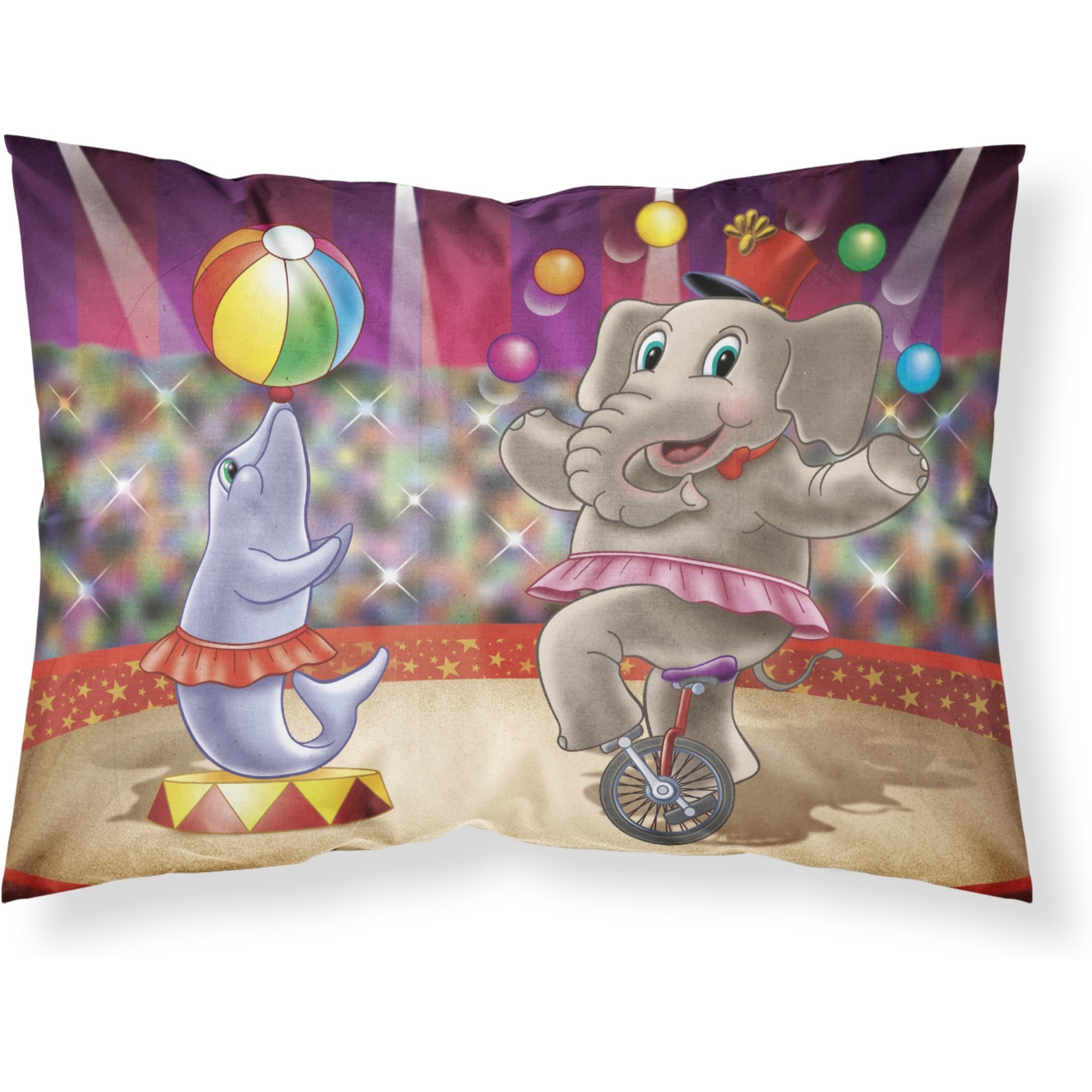 &quotCaroline's Treasures Circus Elephand and Dolphin Fabric Standard Pillowcase APH3816PILLOWCASE, Multicolor"