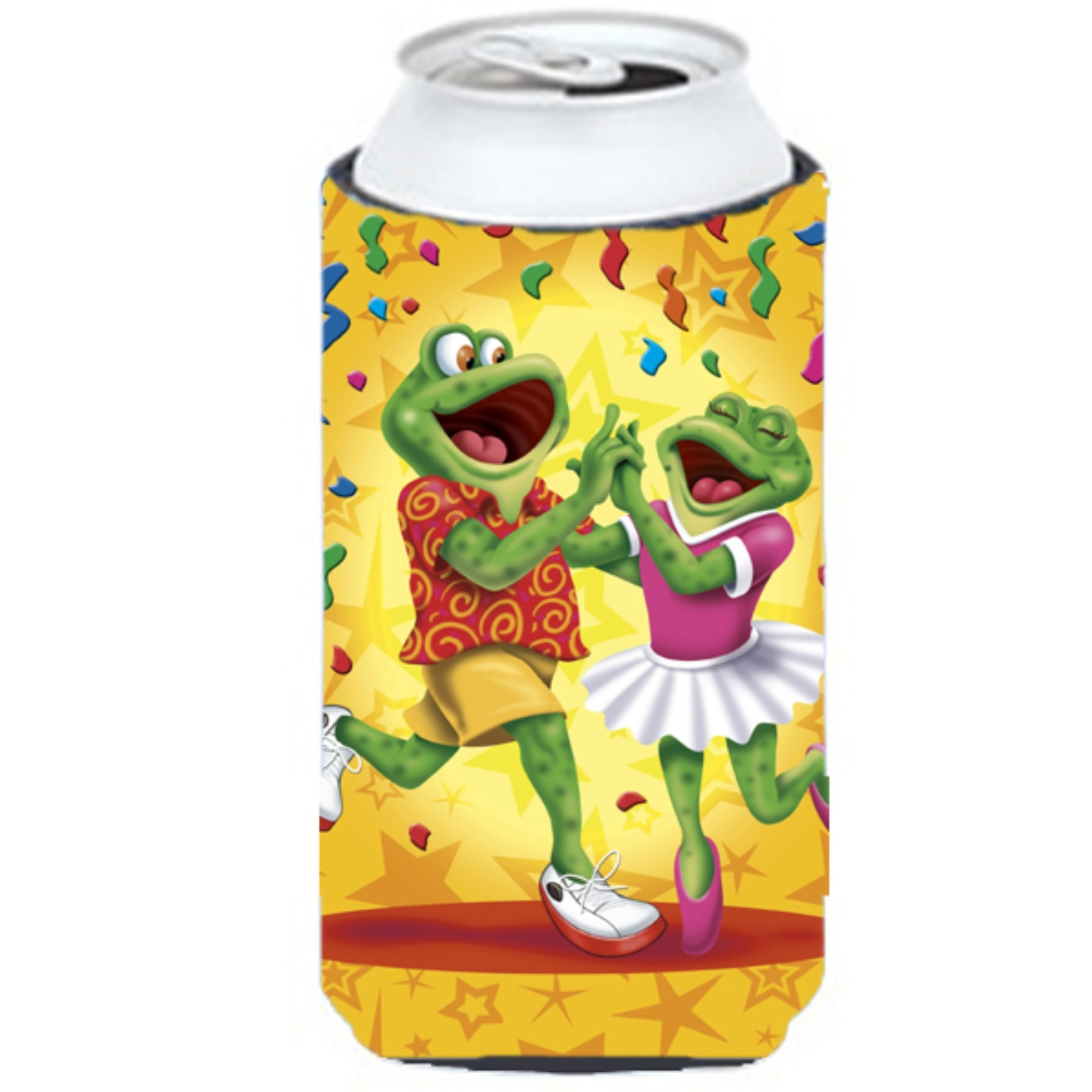 &quotCaroline's Treasures APH3874TBC Frog Swing Dancing Tall Boy Koozie Hugger, Multicolor"