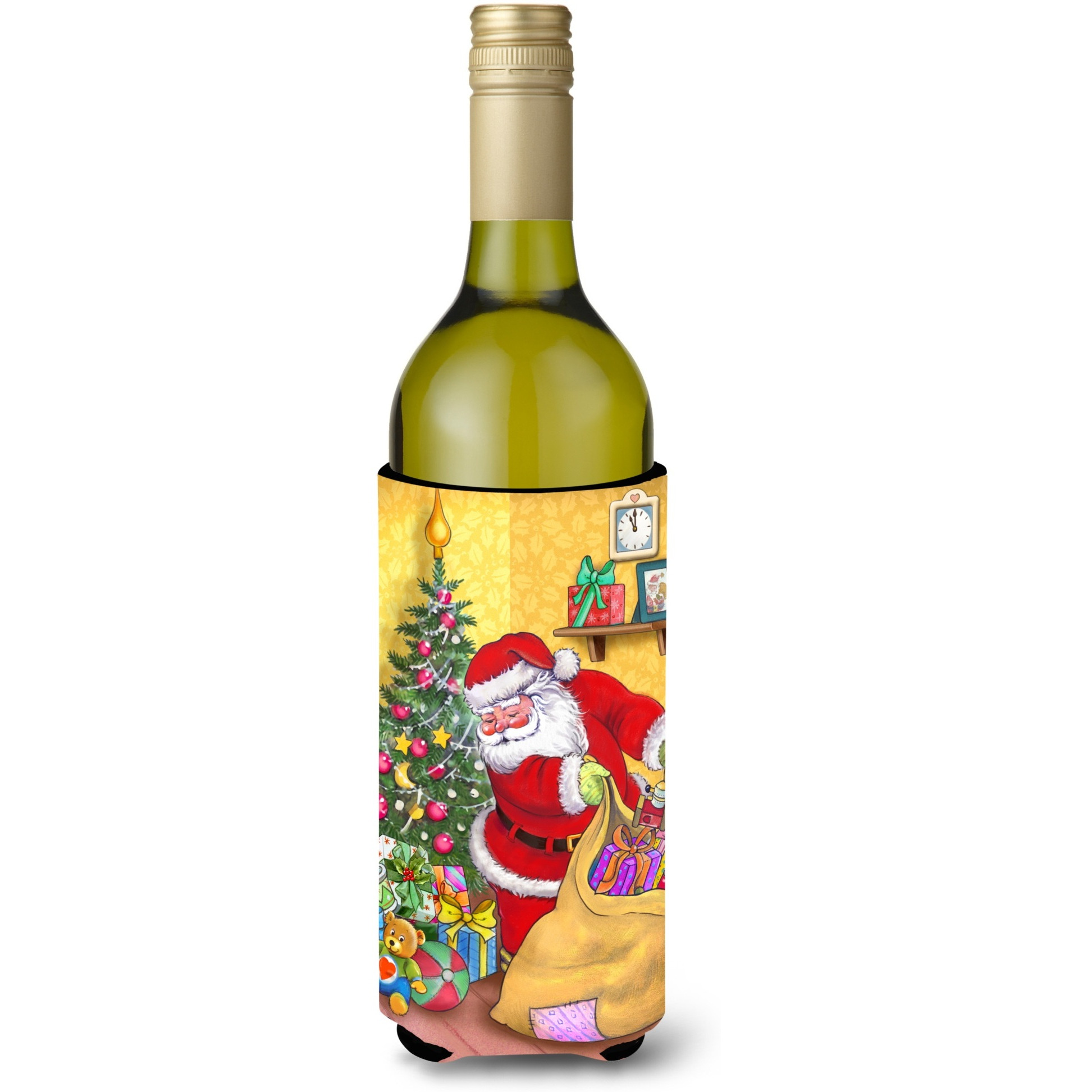 &quotCaroline's Treasures Christmas Santa and His Toys Wine Bottle Koozie Hugger, 750ml, Multicolor"