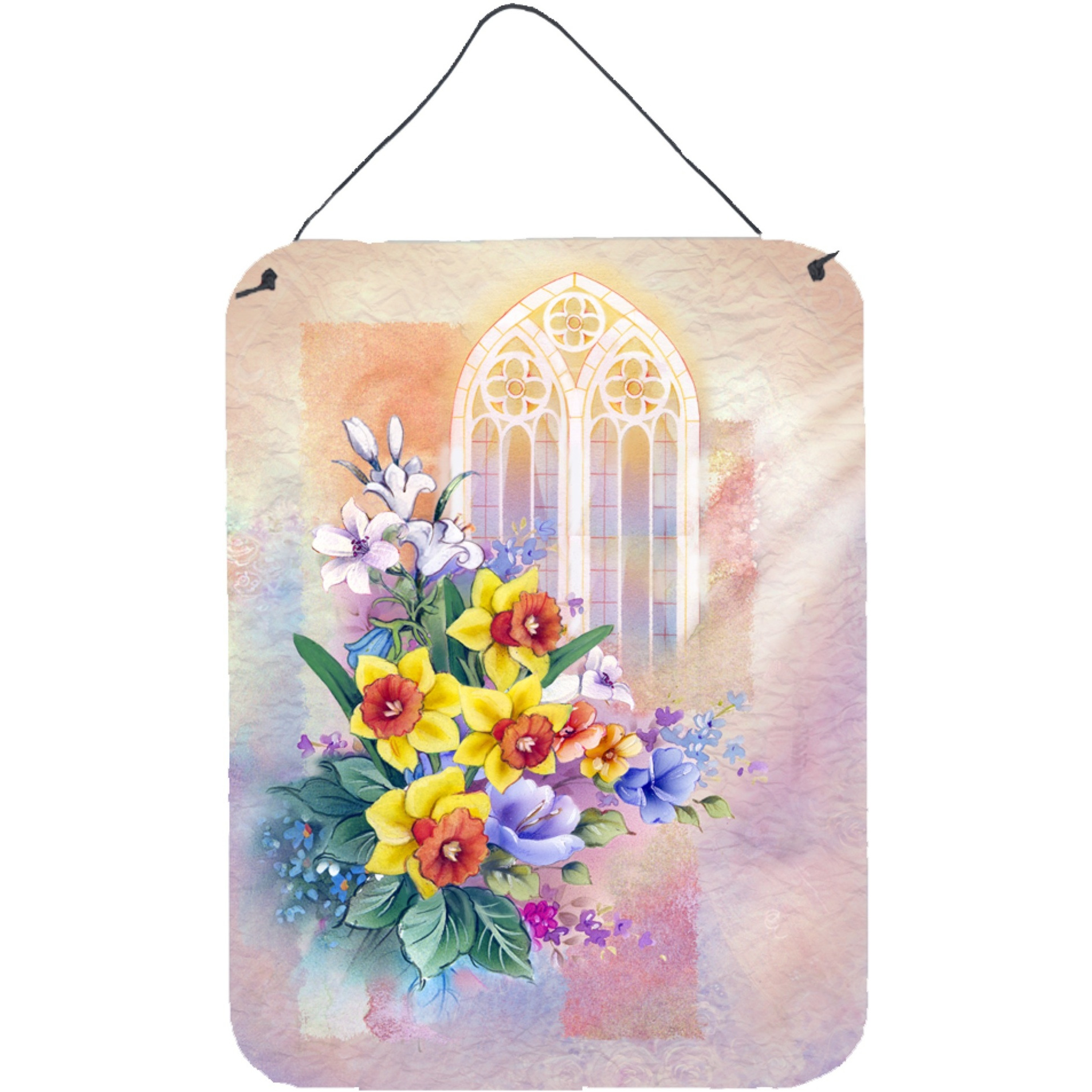 &quotCaroline's Treasures Church Window and Daffodils Door Hanging Prints wall-decor, Multicolor"