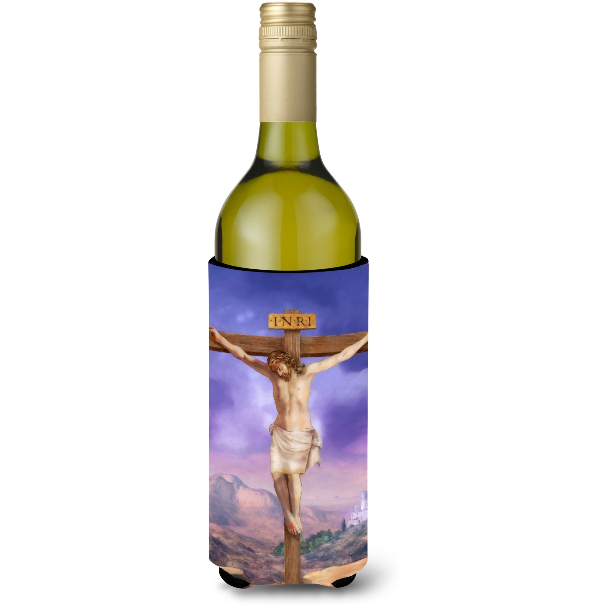 &quotCaroline's Treasures Easter Jesus Crucifixion Wine Bottle Koozie Hugger, 750ml, Multicolor"