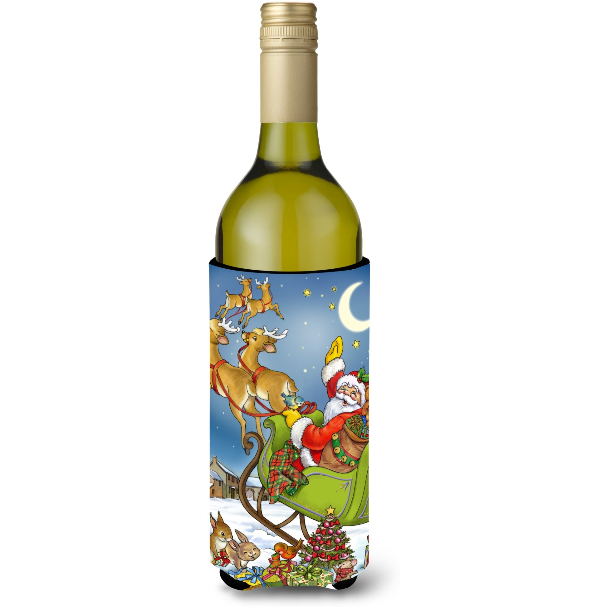 &quotCaroline's Treasures Christmas Santa Taking Off Wine Bottle Koozie Hugger, 750ml, Multicolor"