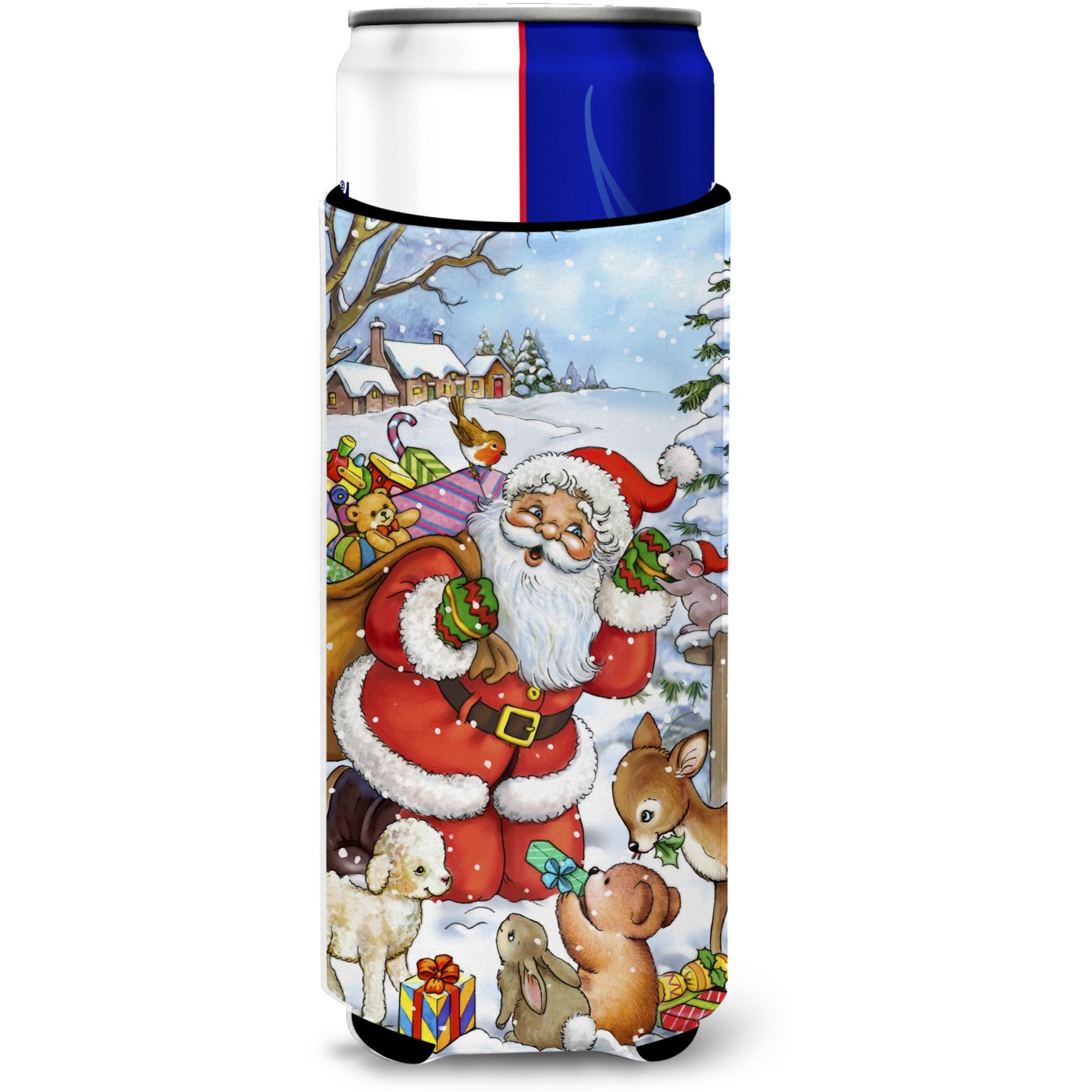 &quotCaroline's Treasures Christmas Santa forest Friends Michelob Ultra Koozies for Slim Cans, Multicolor"
