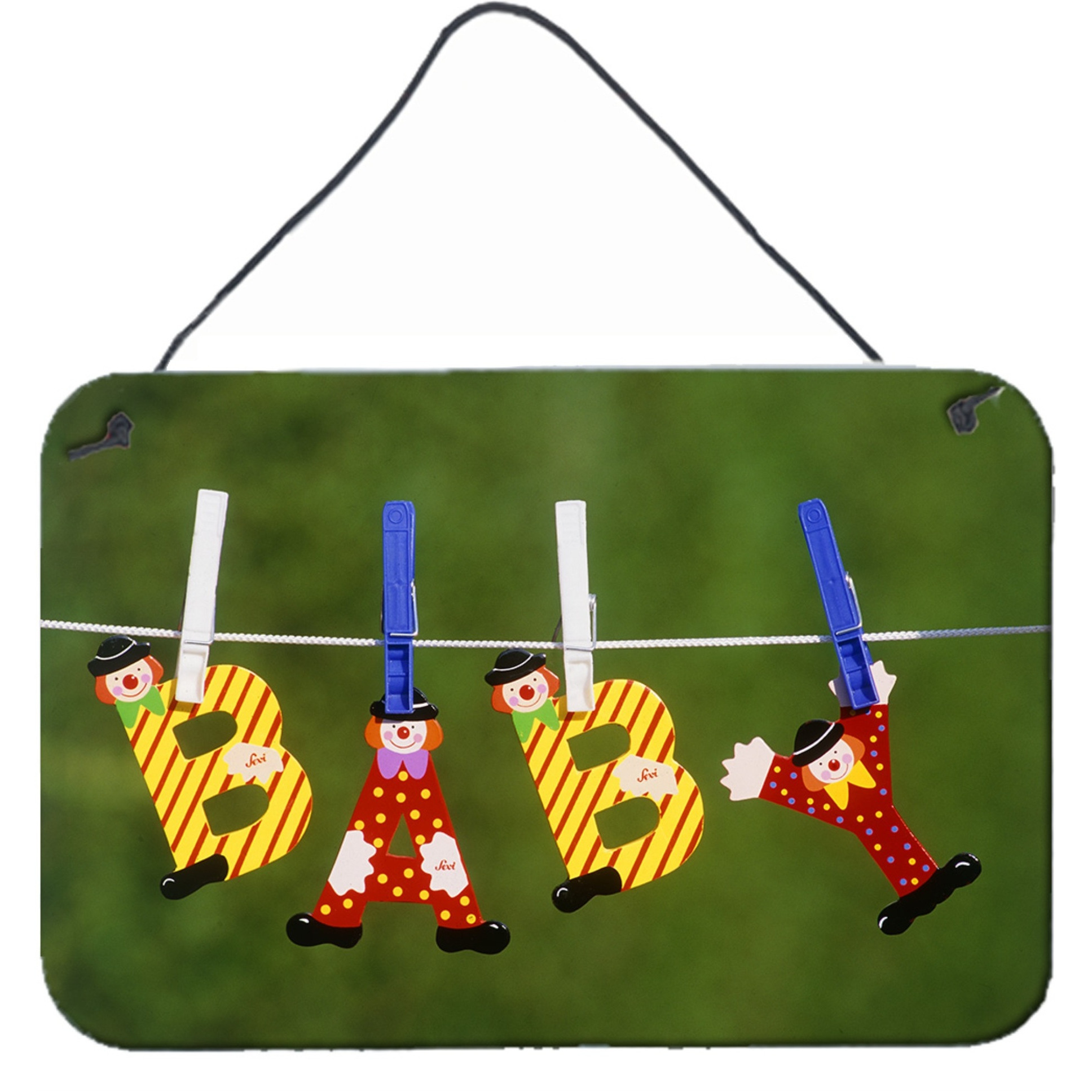&quotCaroline's Treasures New Baby Clown Clothesline Wall or Door Hanging Prints APH5091DS812, 8"" x 12"", Multicolor"