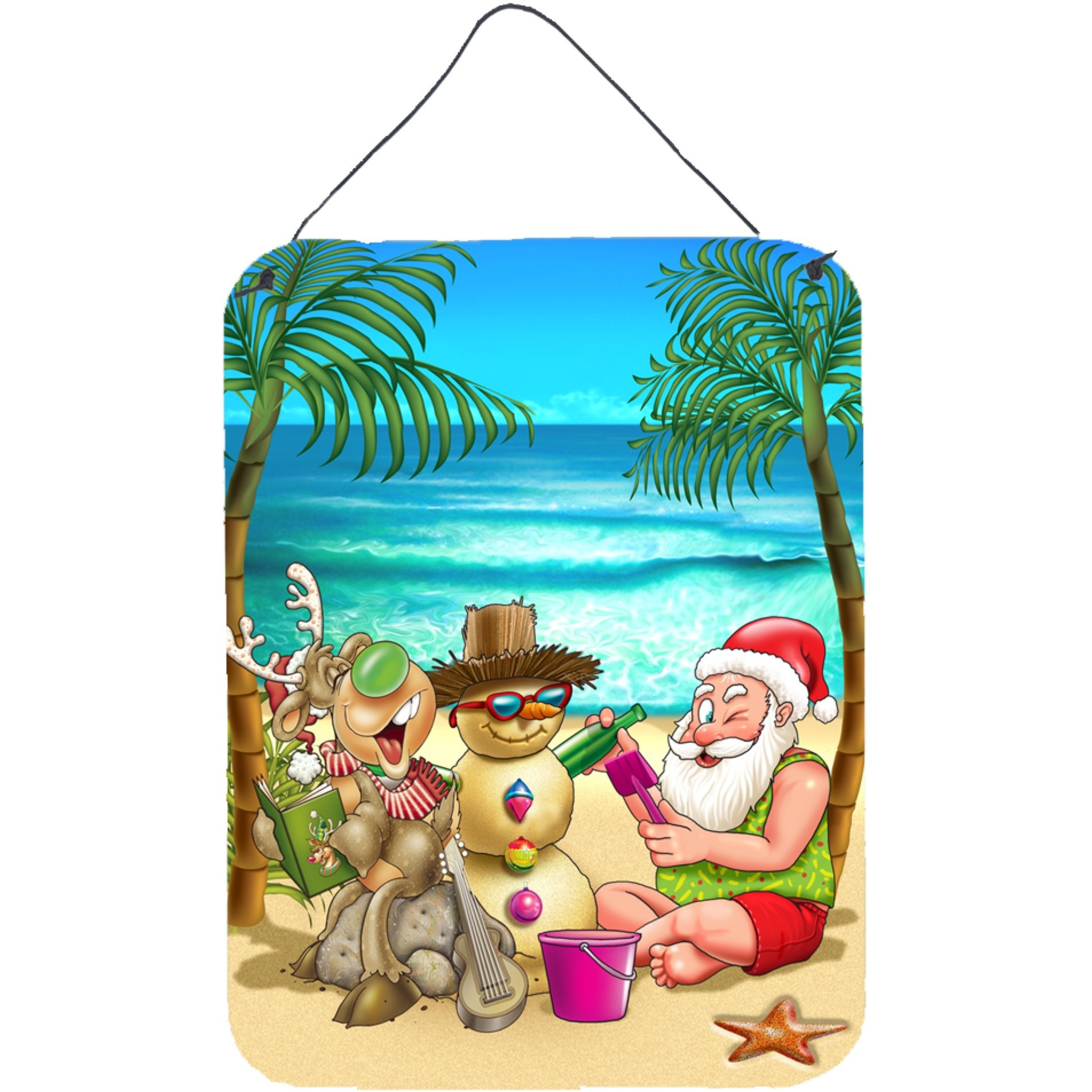 &quotCaroline's Treasures Beach Christmas Santa Claus and Sandman Wall or Door Hanging Prints APH5148DS1216, 16HX12W, Multicolor"