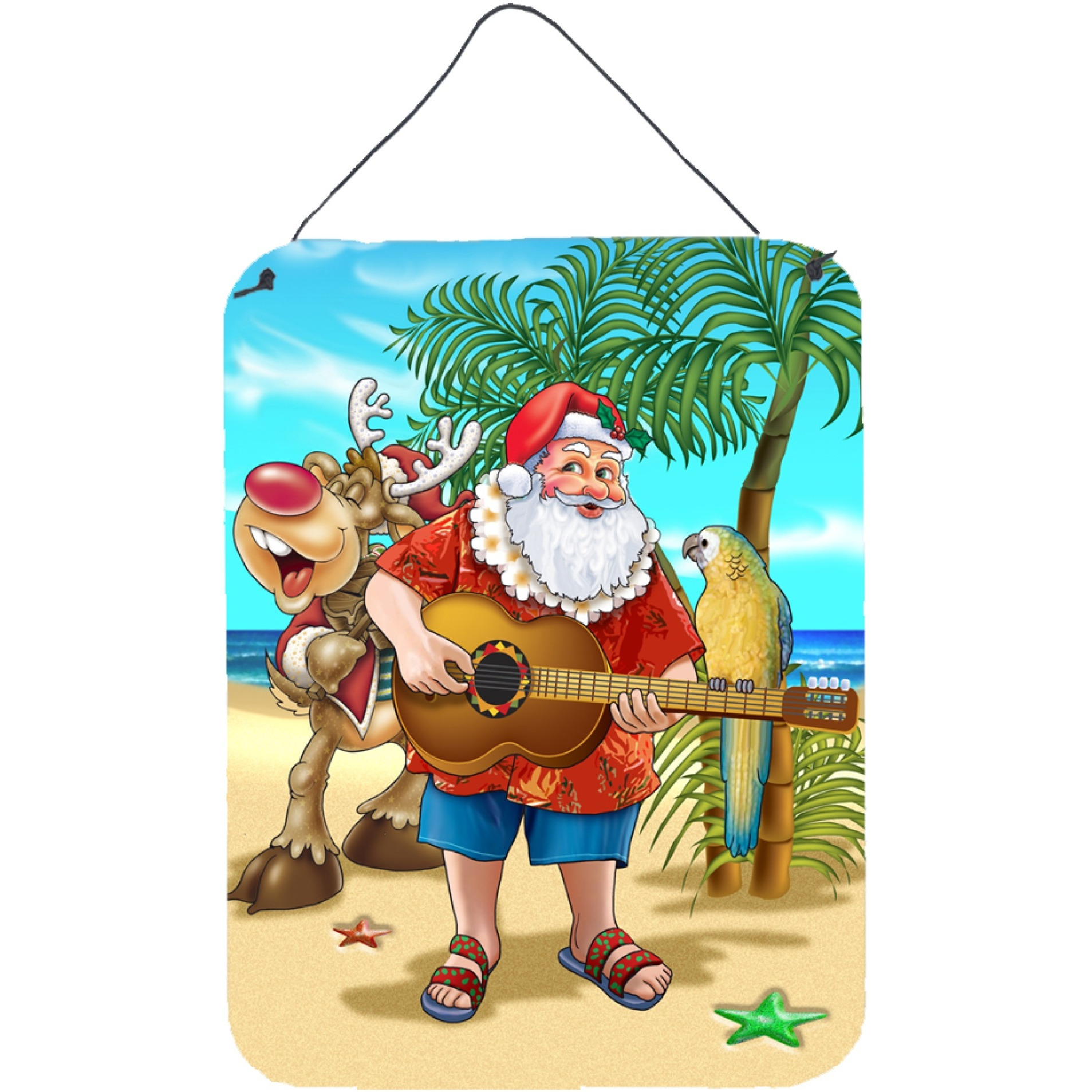 &quotCaroline's Treasures Beach Christmas Santa Claus Island Time Wall or Door Hanging Prints APH5151DS1216, 16HX12W, Multicolor"