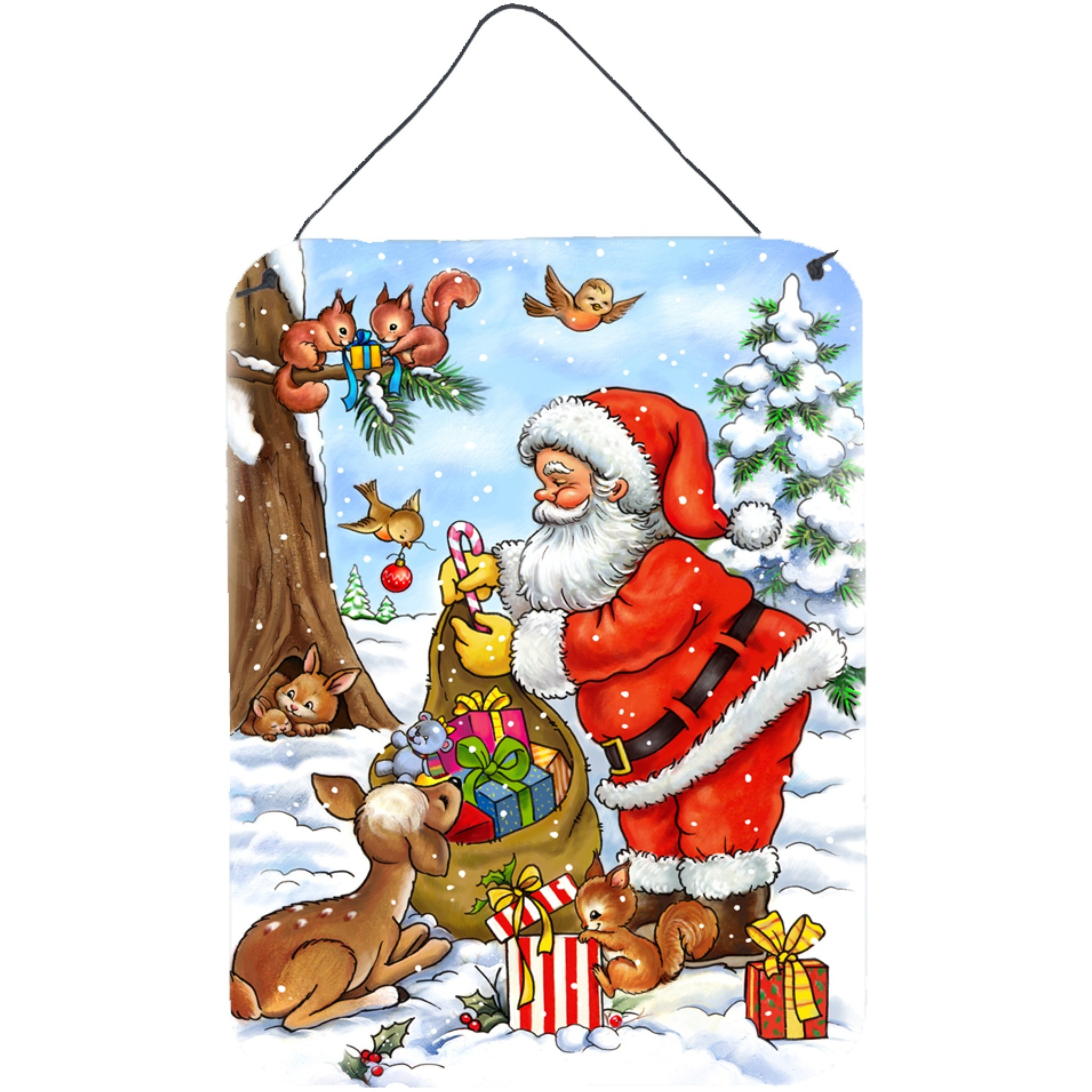 &quotCaroline's Treasures Christmas Santa Claus handing out presents Wall or Door Hanging Prints APH5444DS1216, 16HX12W, Multicolor"